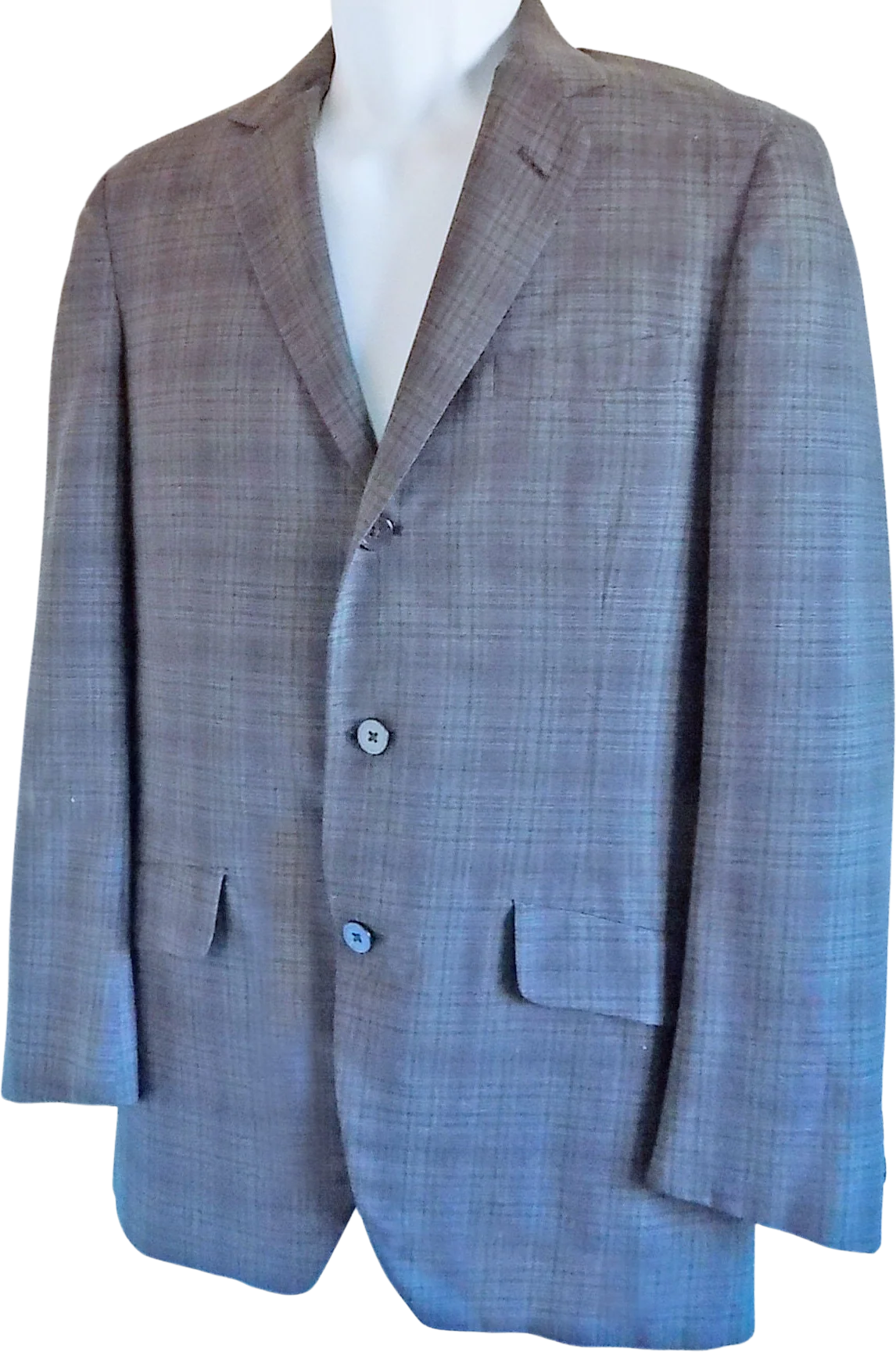 60s Blue Green Plaid Jacket Fashiontown Claytons Mod Preppy Dacron Summer Weight