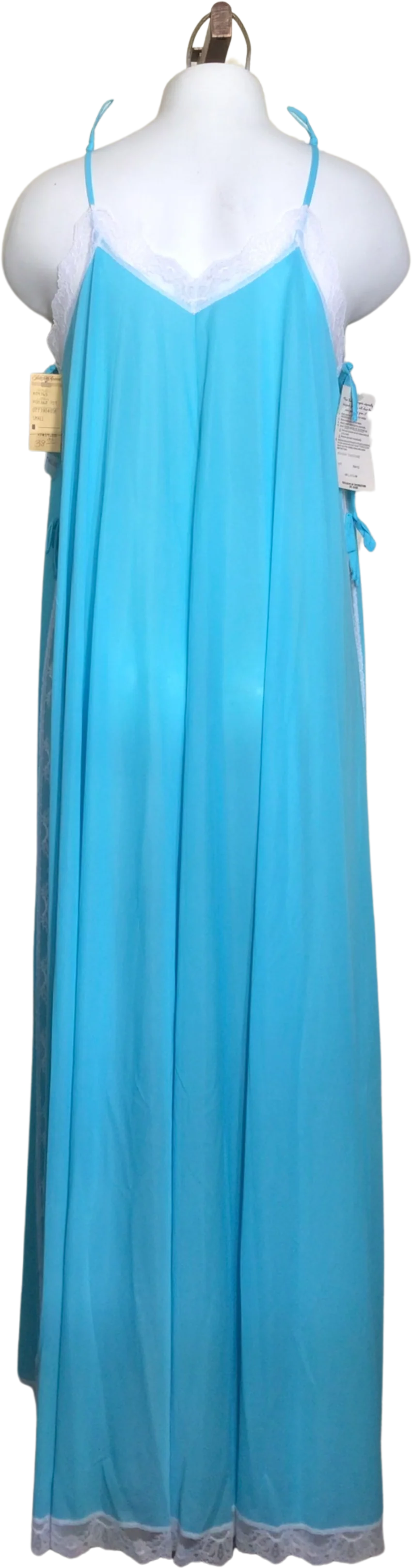 60s Blue Nightgown With White Floral Lace Accents By Claire Sandra by Lucie Ann Beverly Hills - Image 2