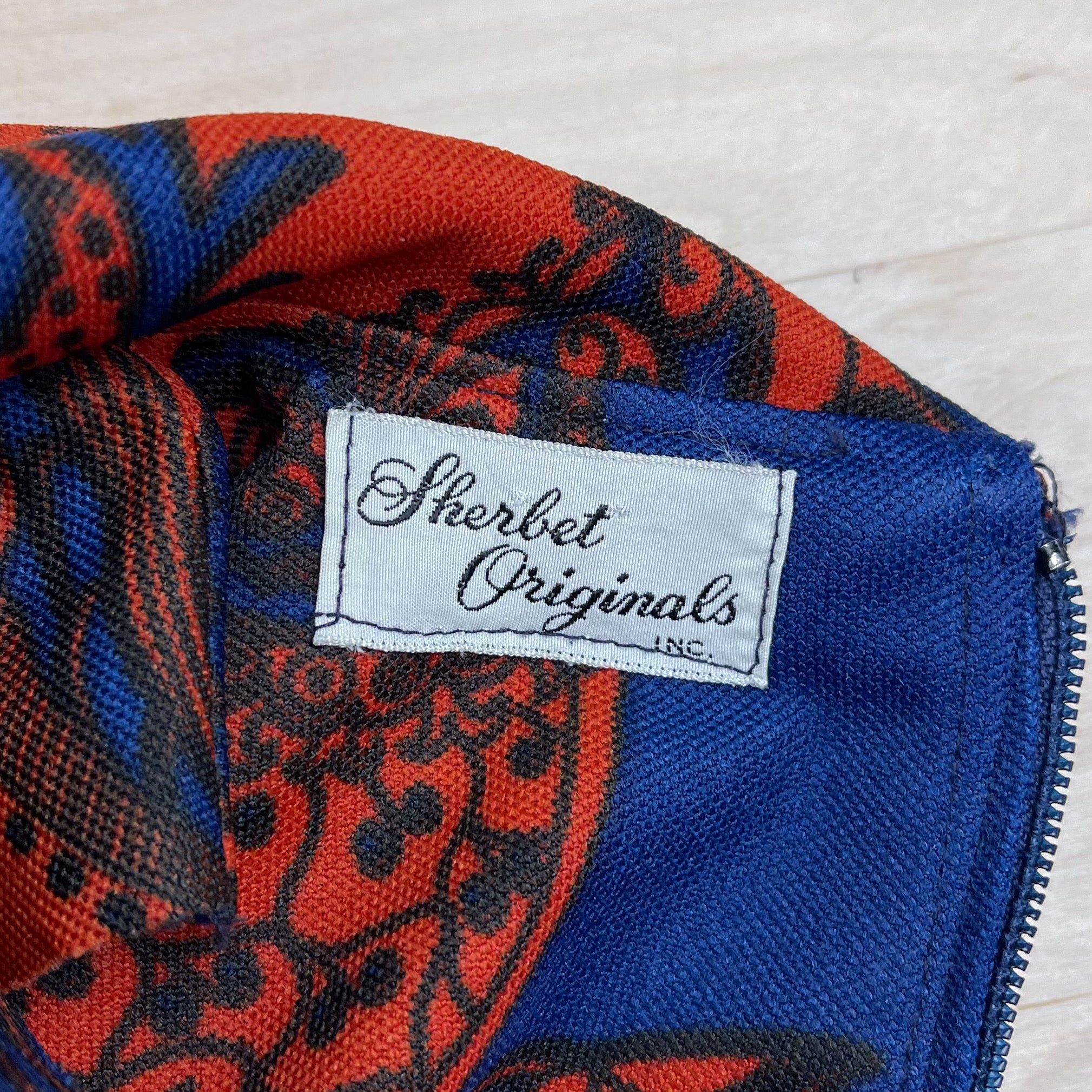 60s Blue Paisley Print Puffy Sleeve Mini Dress By Sherbet Originals - Image 6