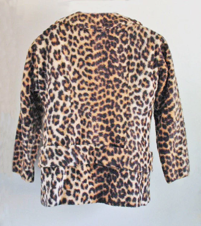 60s Bombshell Mod Hand Made Fake Leopard Fur Jacket and Matching Vest - Image 3