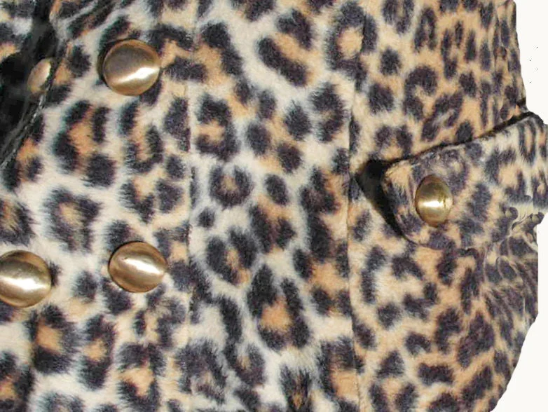 60s Bombshell Mod Hand Made Fake Leopard Fur Jacket and Matching Vest - Image 4