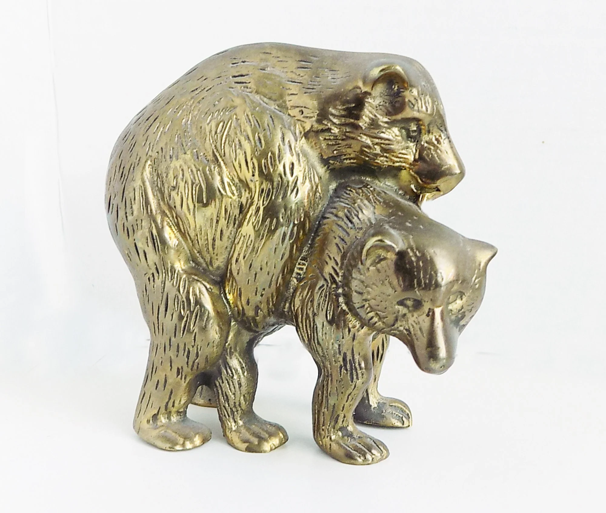 60s Brass Paperweight Bears Making Love Gag Gift Stag Humorous Amorous - Image 3