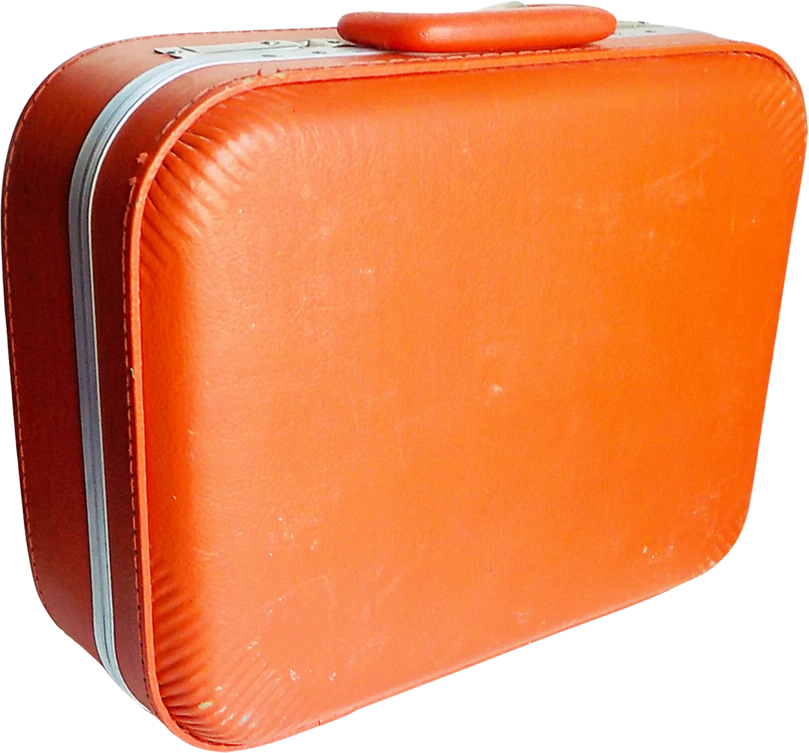 60s Bright Orange Mod Hard Faux Leather Suitcase