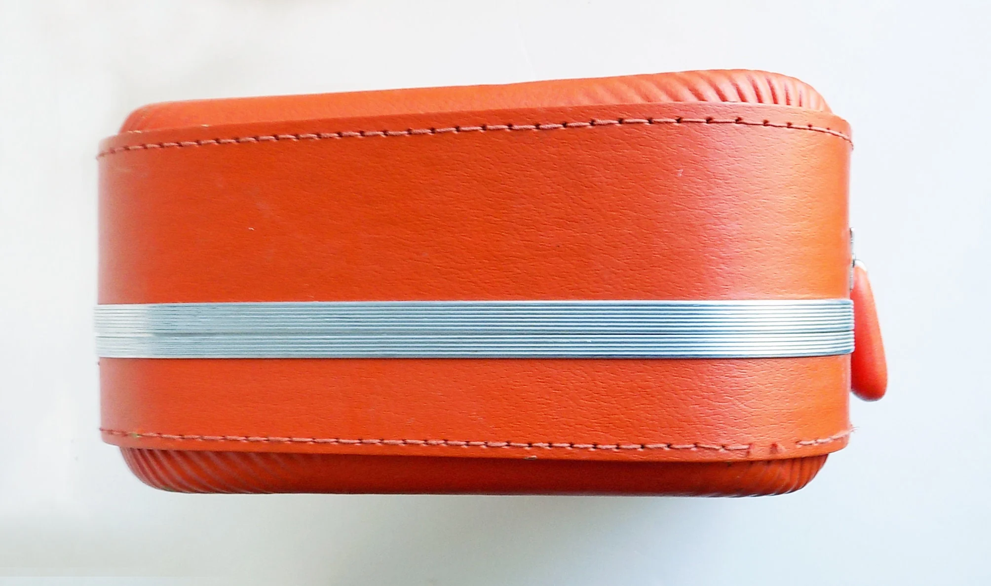 60s Bright Orange Mod Hard Faux Leather Suitcase - Image 5