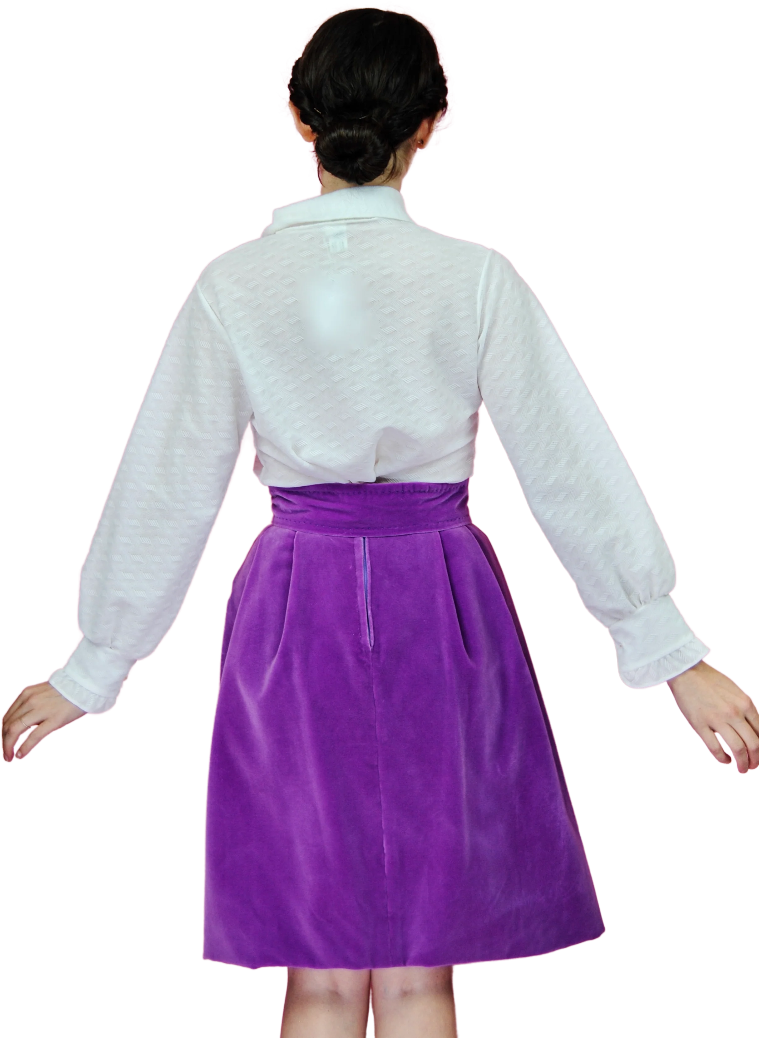60s Bright Purple Velvet Skirt With Rhinestone Buttons - Image 2