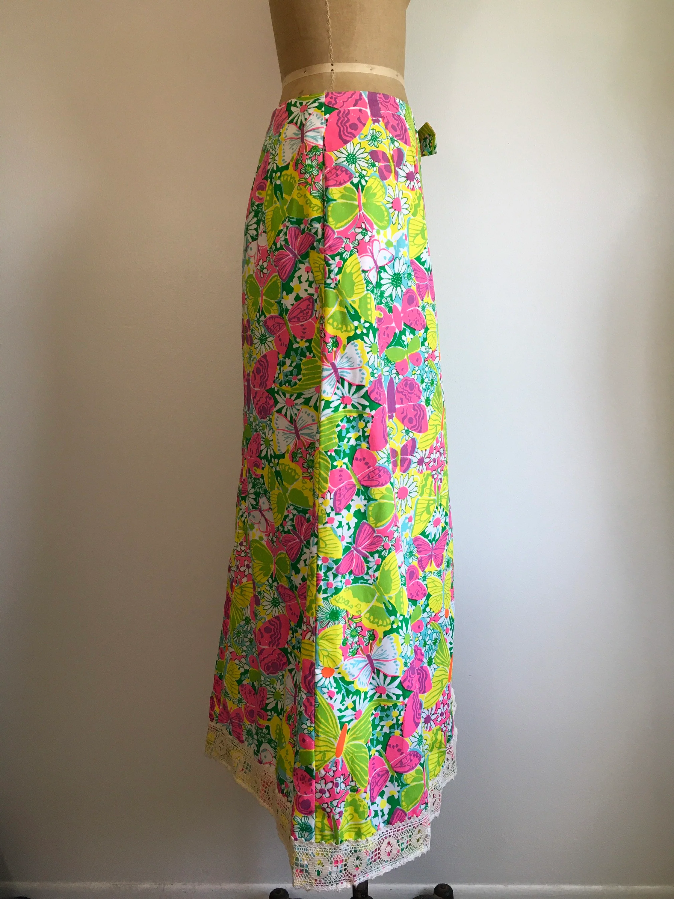 60's Brightly Colored Floral and Butterfly Maxi Skirt by The Lilly Lilly Pulitzer - Image 3