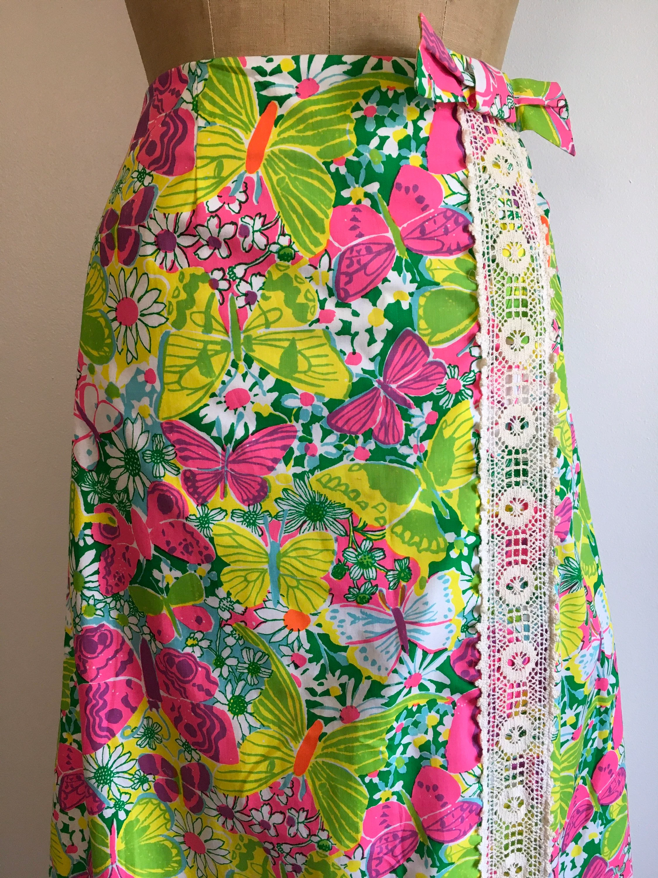 60's Brightly Colored Floral and Butterfly Maxi Skirt by The Lilly Lilly Pulitzer - Image 5