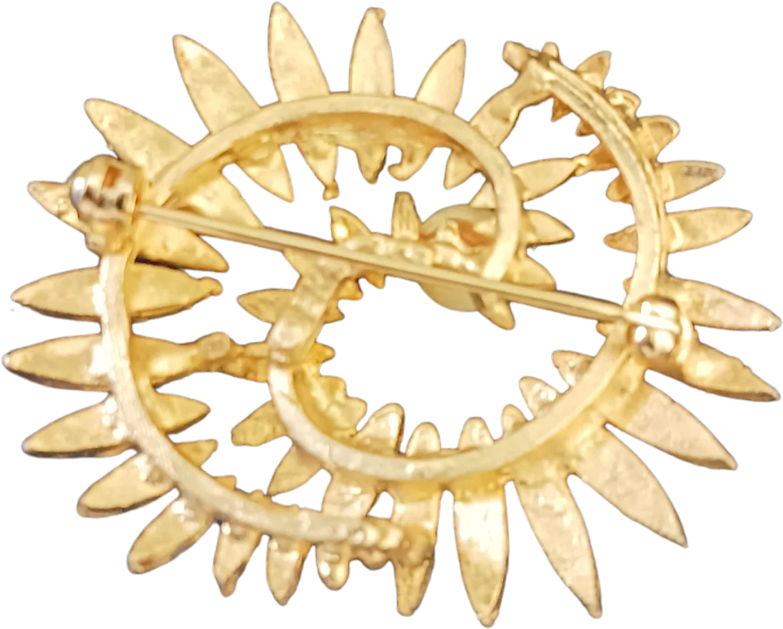 60s Brooks Gold Tone Dimensional Brooch With Pearl By Brooks - Image 2