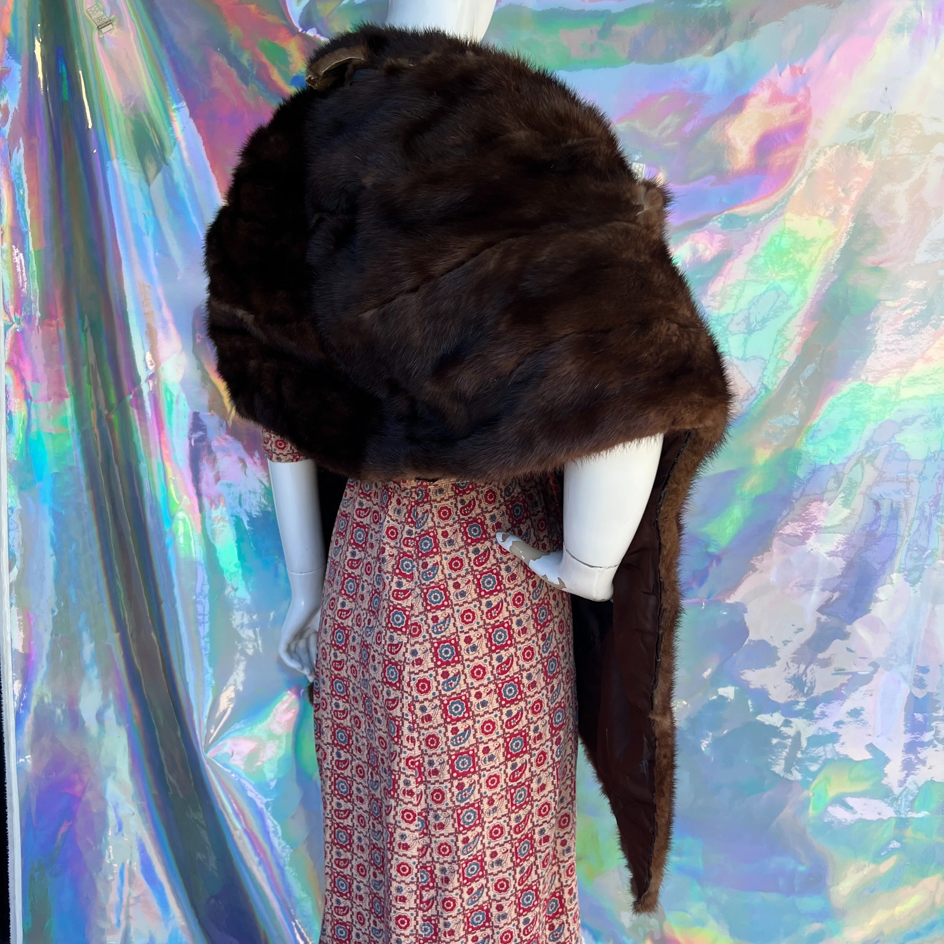 60s Brown Fur Shawl by M Peris - Image 6