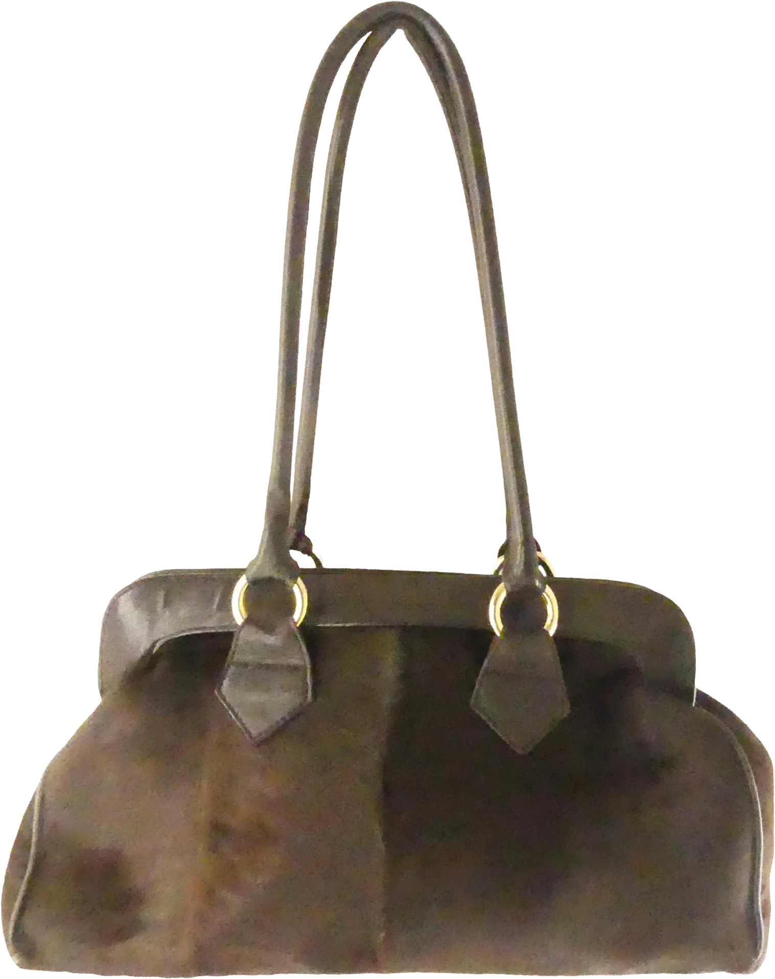 60s Brown Hyde Hair And Leather Top Handle Bag - Image 2