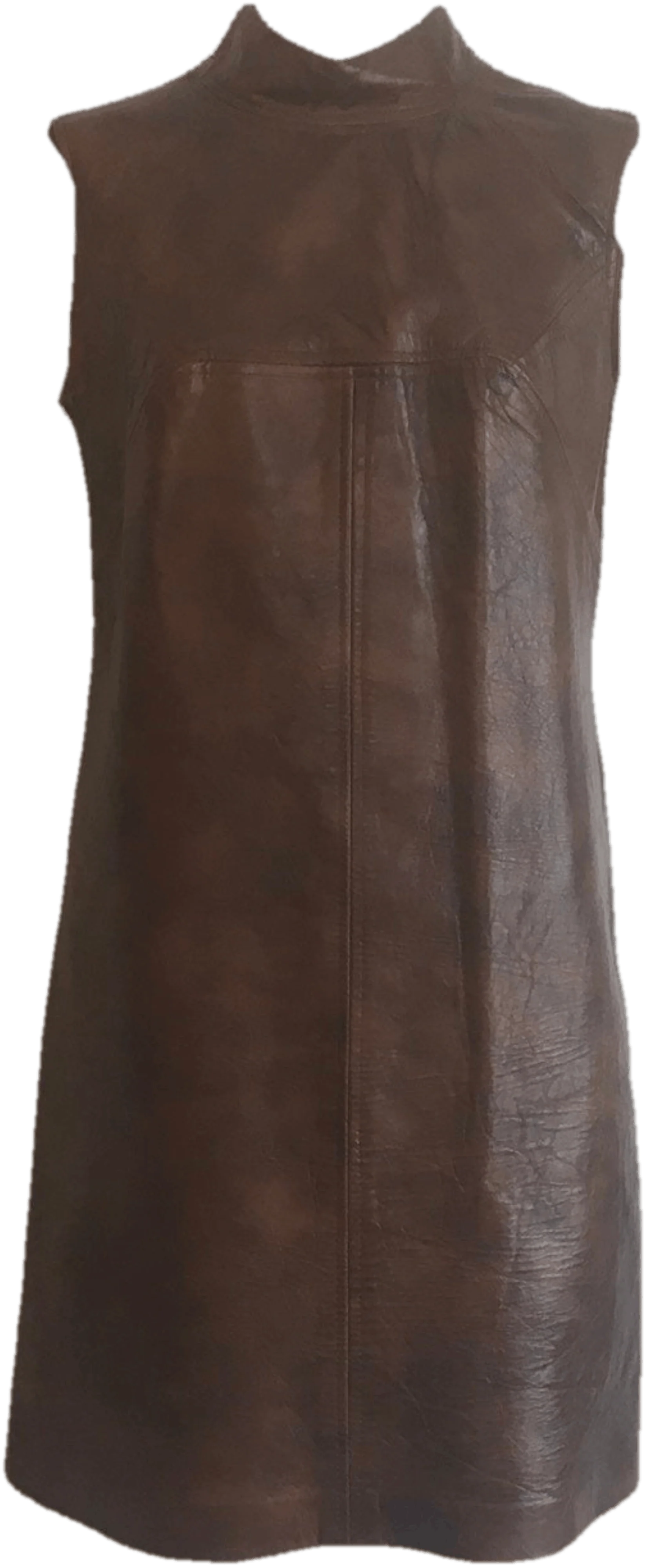60's Brown Leather Mock Neck Mini Dress by Irvington Place Sportswear by Lili