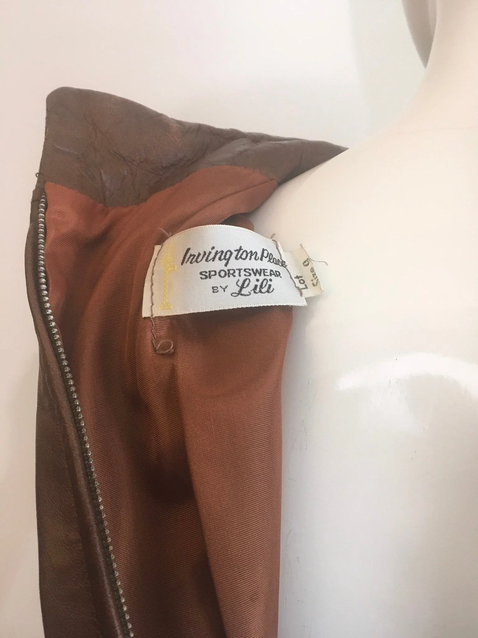 60's Brown Leather Mock Neck Mini Dress by Irvington Place Sportswear by Lili - Image 7