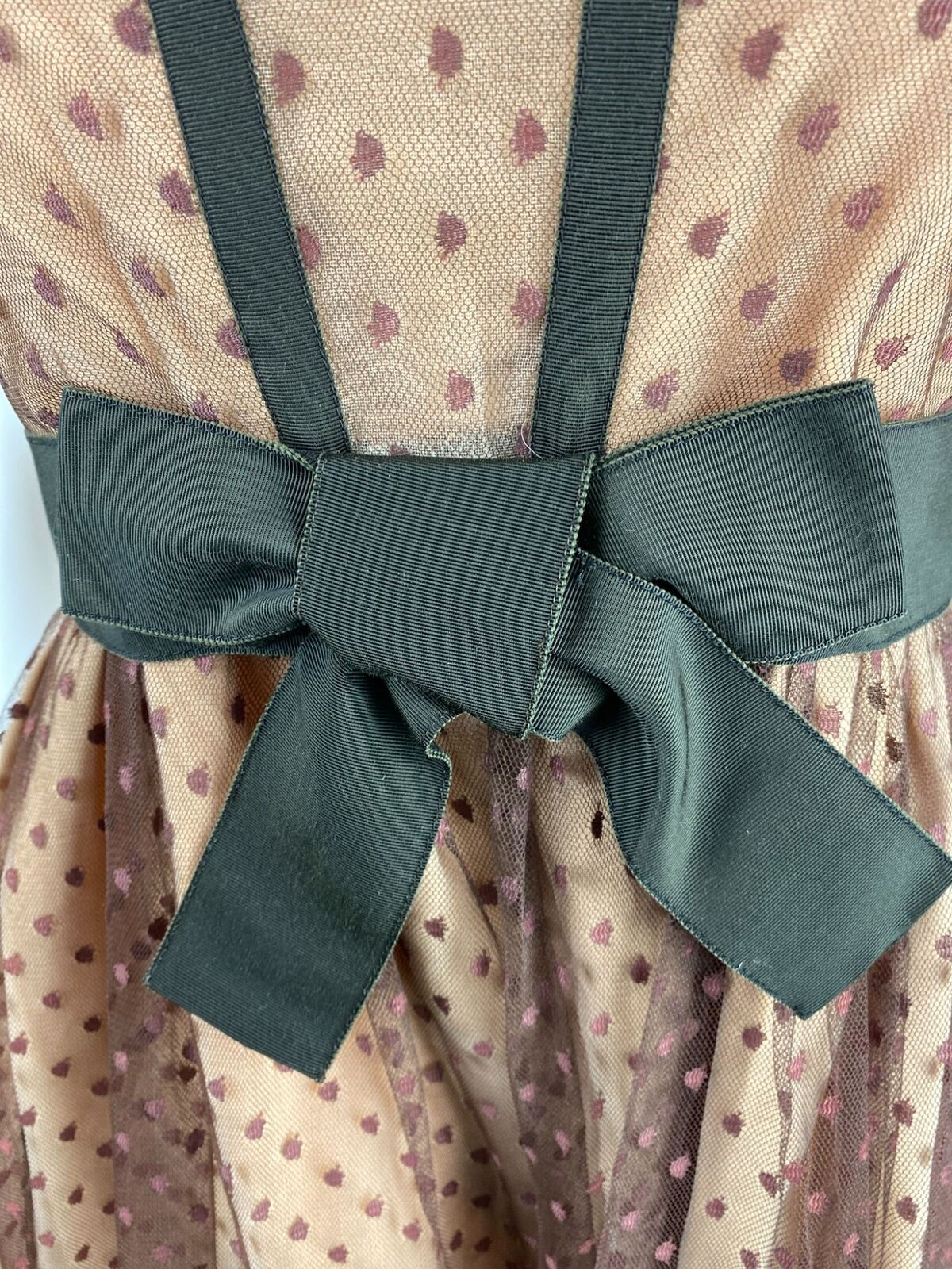 60s Brown Polka Dot Fit Flare Sleeveless Dress Bow By Don Luis De Espana - Image 5