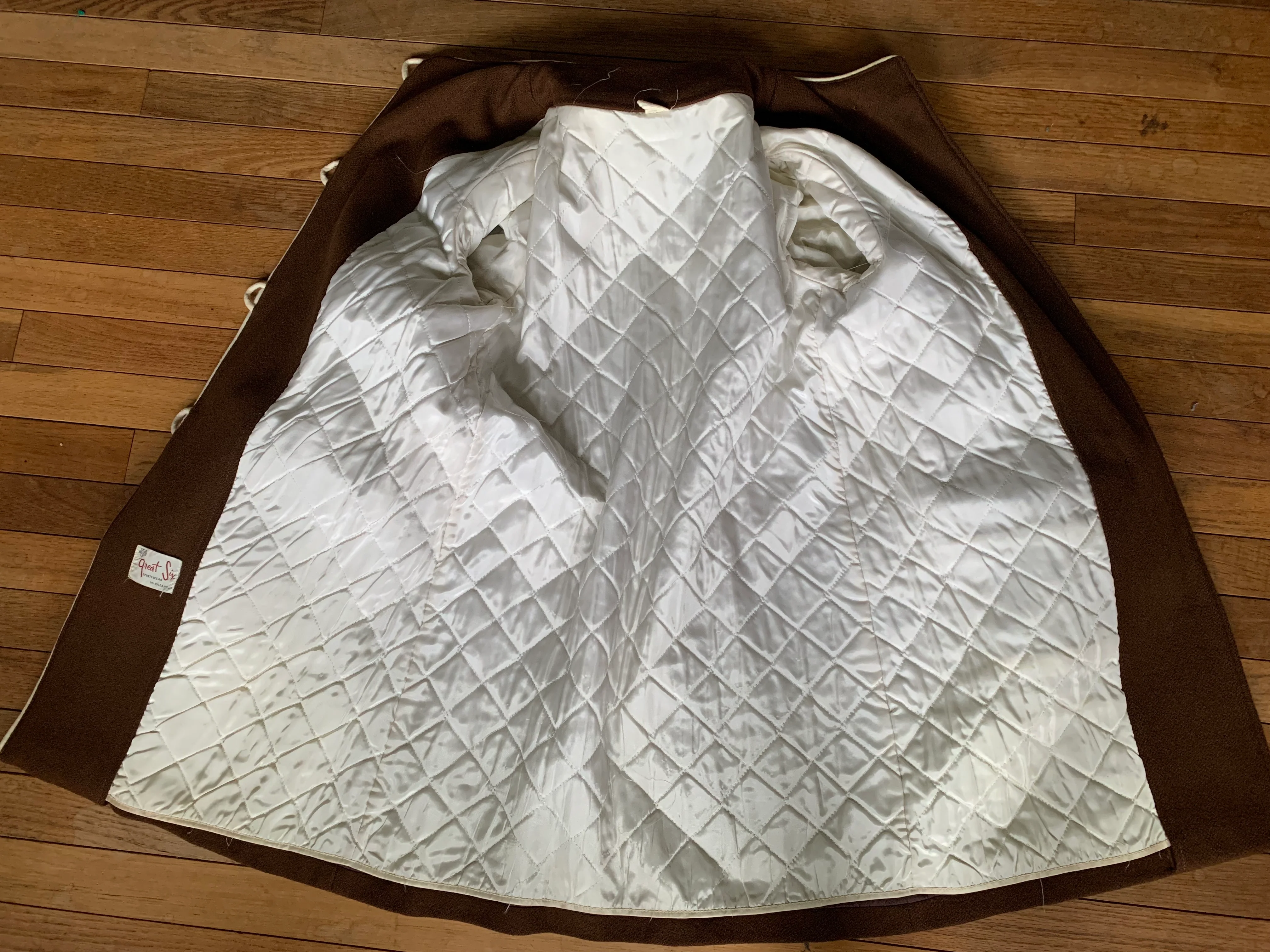 60s Brown Wool Coat Ivory Piping And Buttons By Great Six Sportswear - Image 10