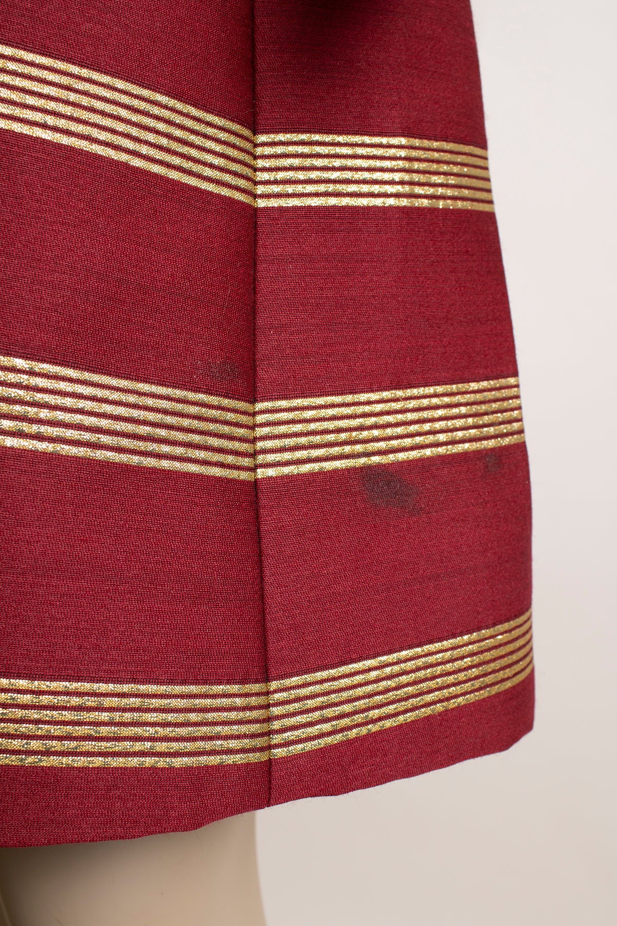 60s Burgundy Maroon Gold Striped Mod Dress And Coat By Joan Leslie / Joseph Magnin - Image 9
