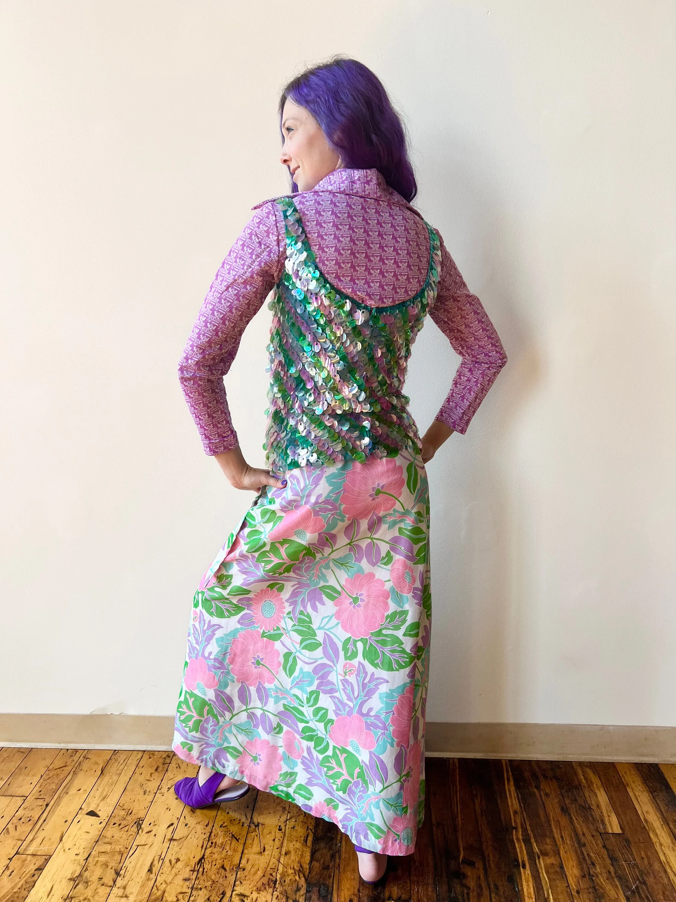 60s Cardell Wool Paillette Tank Top Decorated Sequin Shell - Image 5