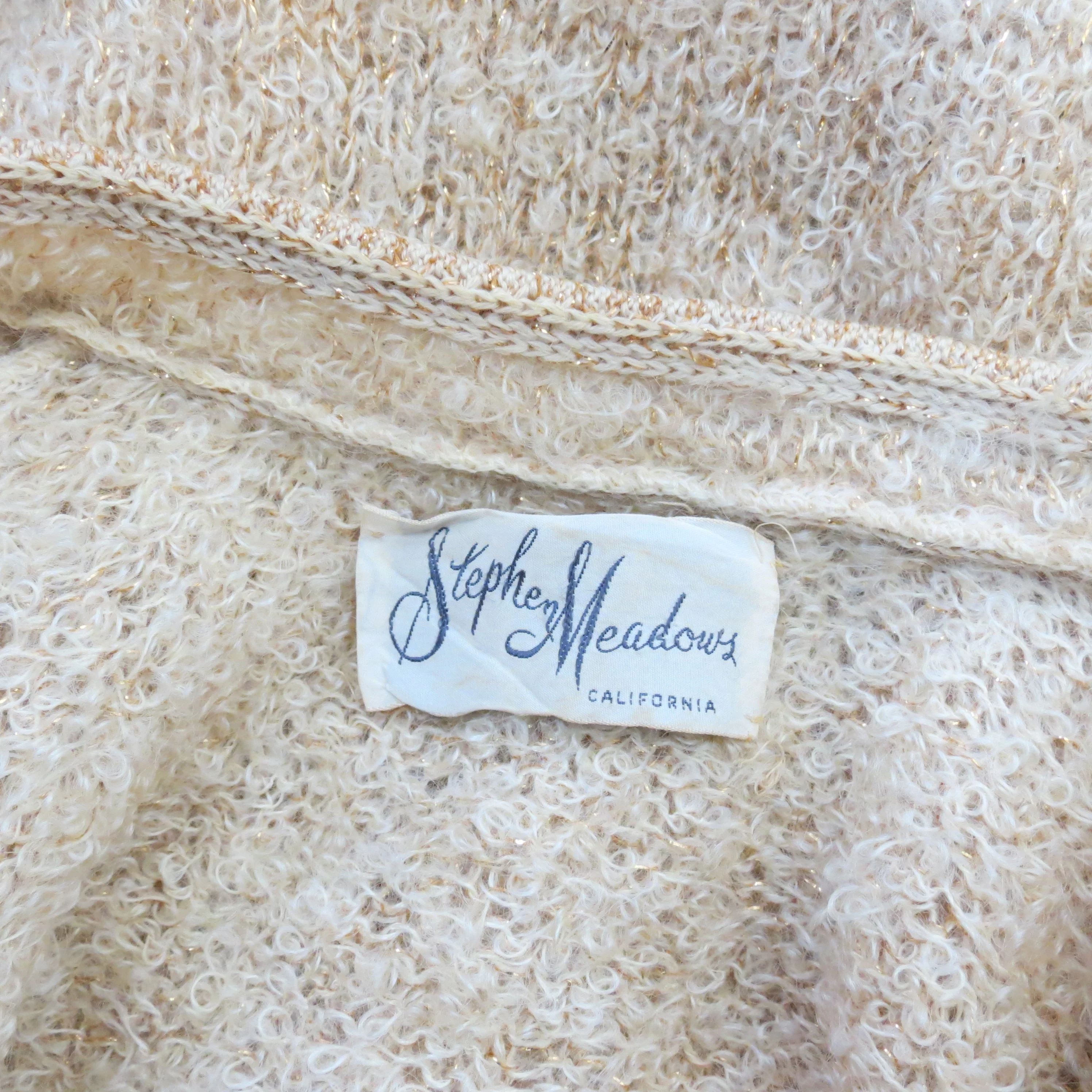 60s Cardigan Sweater Mohair Boucle Knit Rhinestones By Stephen Meadows - Image 6