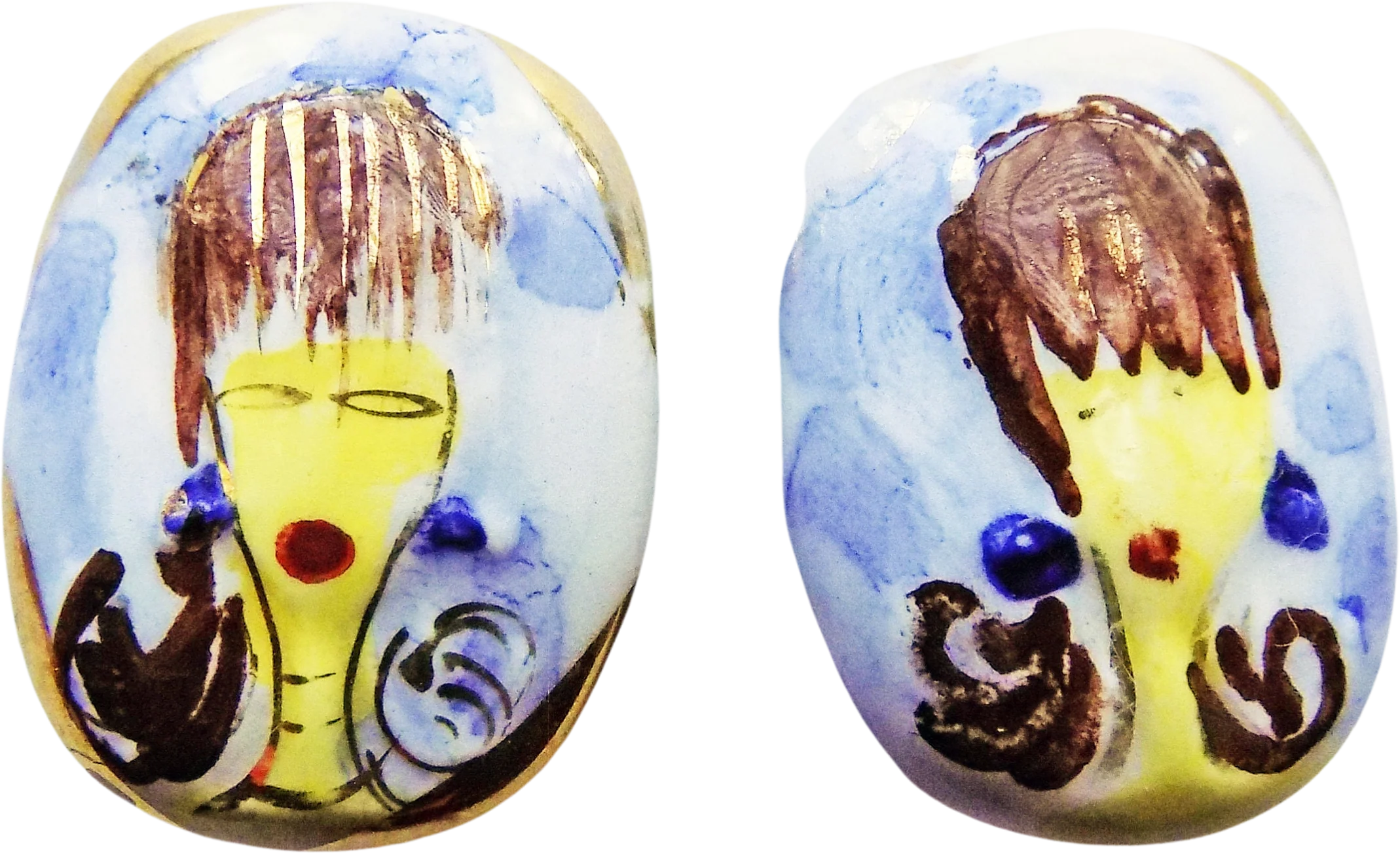 60s Ceramic Clip Earrings of Girls Wearing a "flip" Hairdo That Girl Get Smart
