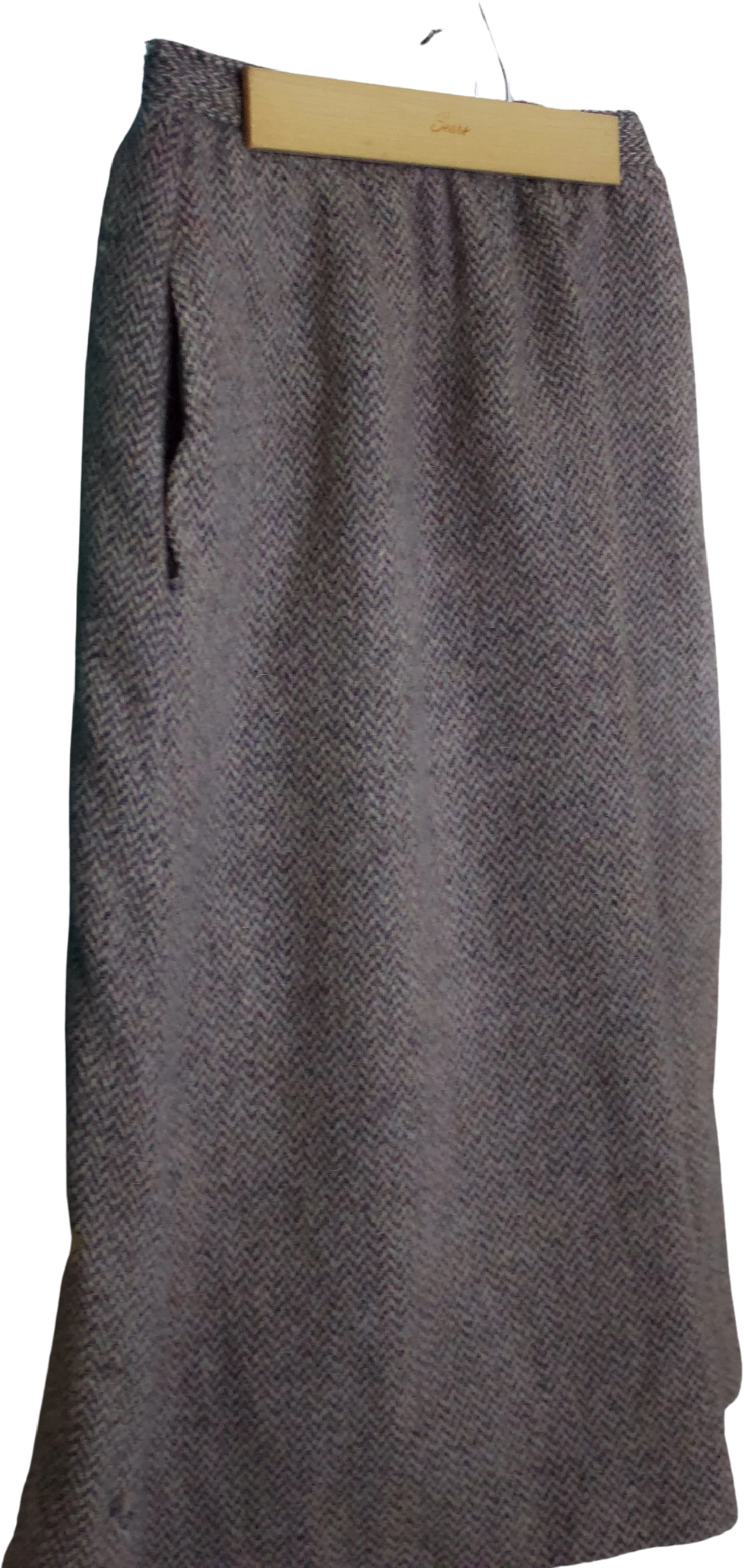60s Chevron Tweedwool Skirt with Zipper Fastener and Pockets by  Evan Picone
