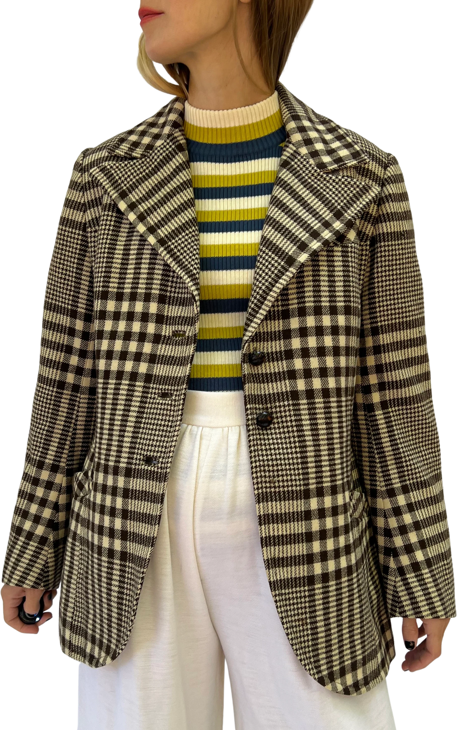 60s Chocolate Brown Plaid Jacket
