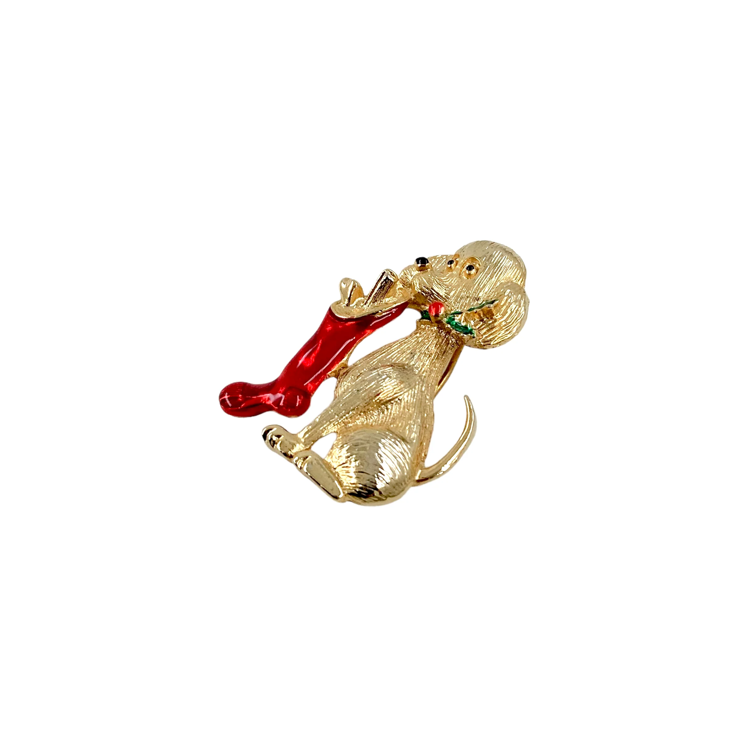 60s Christmas Holiday Puppy Dog Brooch Pin By Gerry's - Image 4