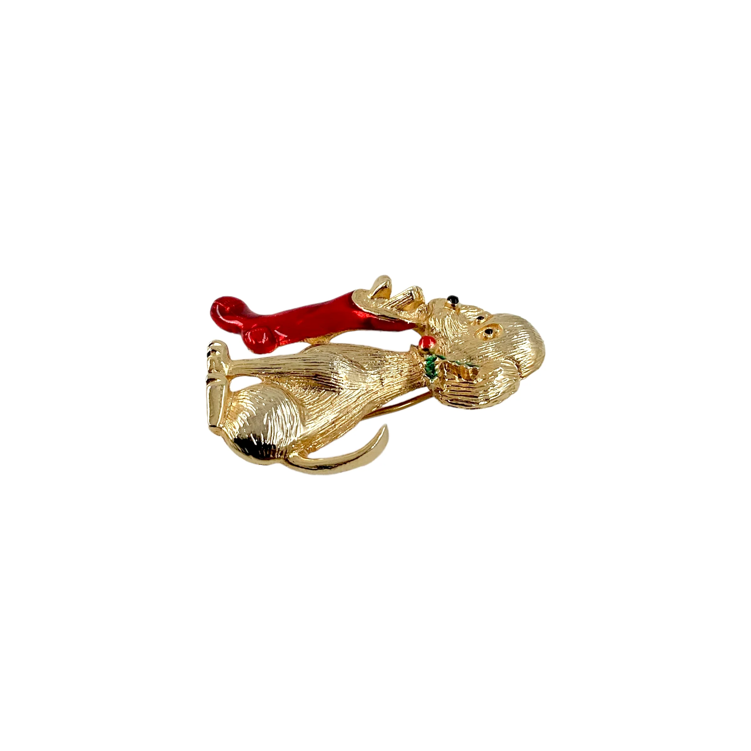 60s Christmas Holiday Puppy Dog Brooch Pin By Gerry's - Image 5