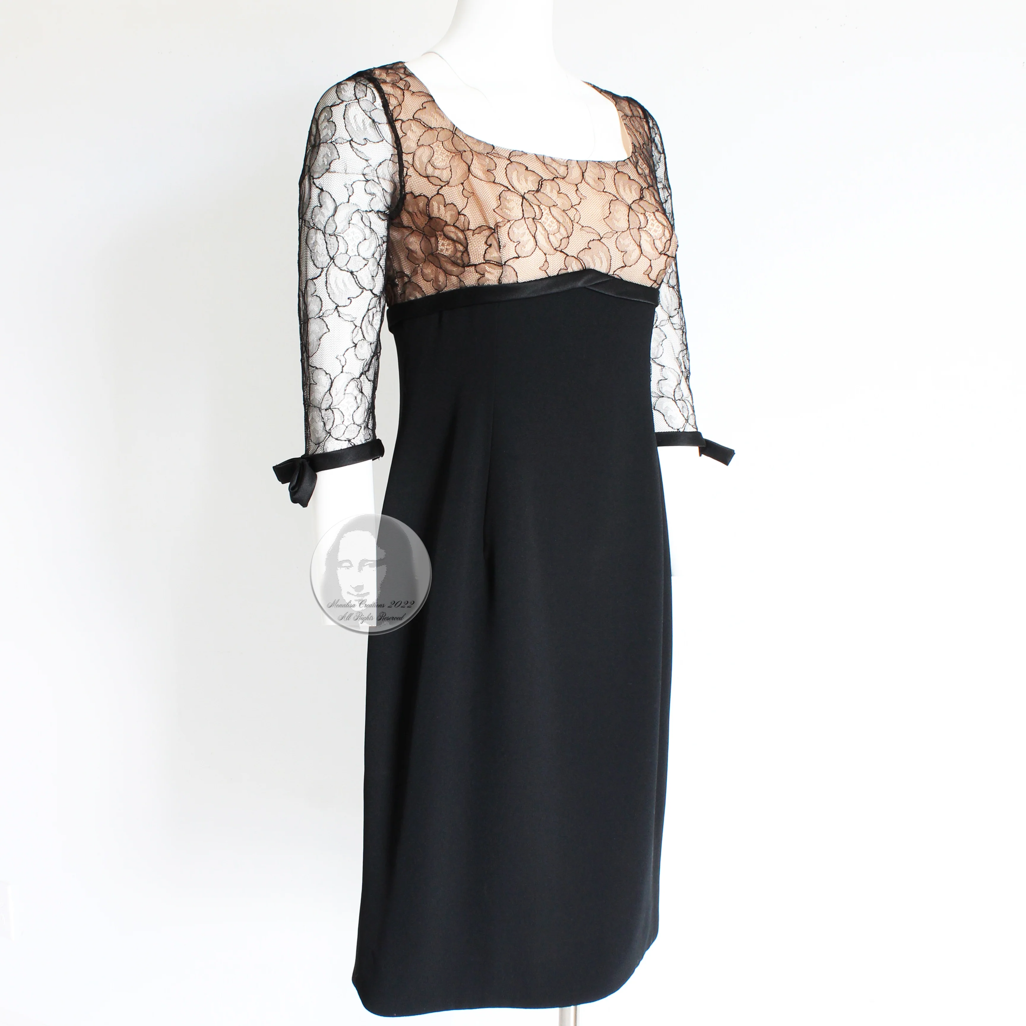 60s Cocktail Dress Illusion Lace Little Black Dress By Travilla - Image 4