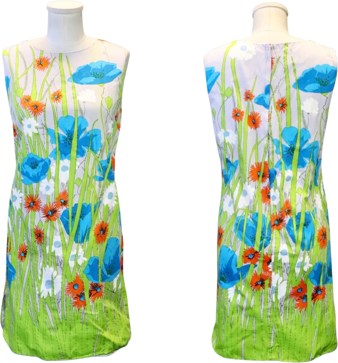 60s Colorful Cotton Shift Dress With Wildflower Print