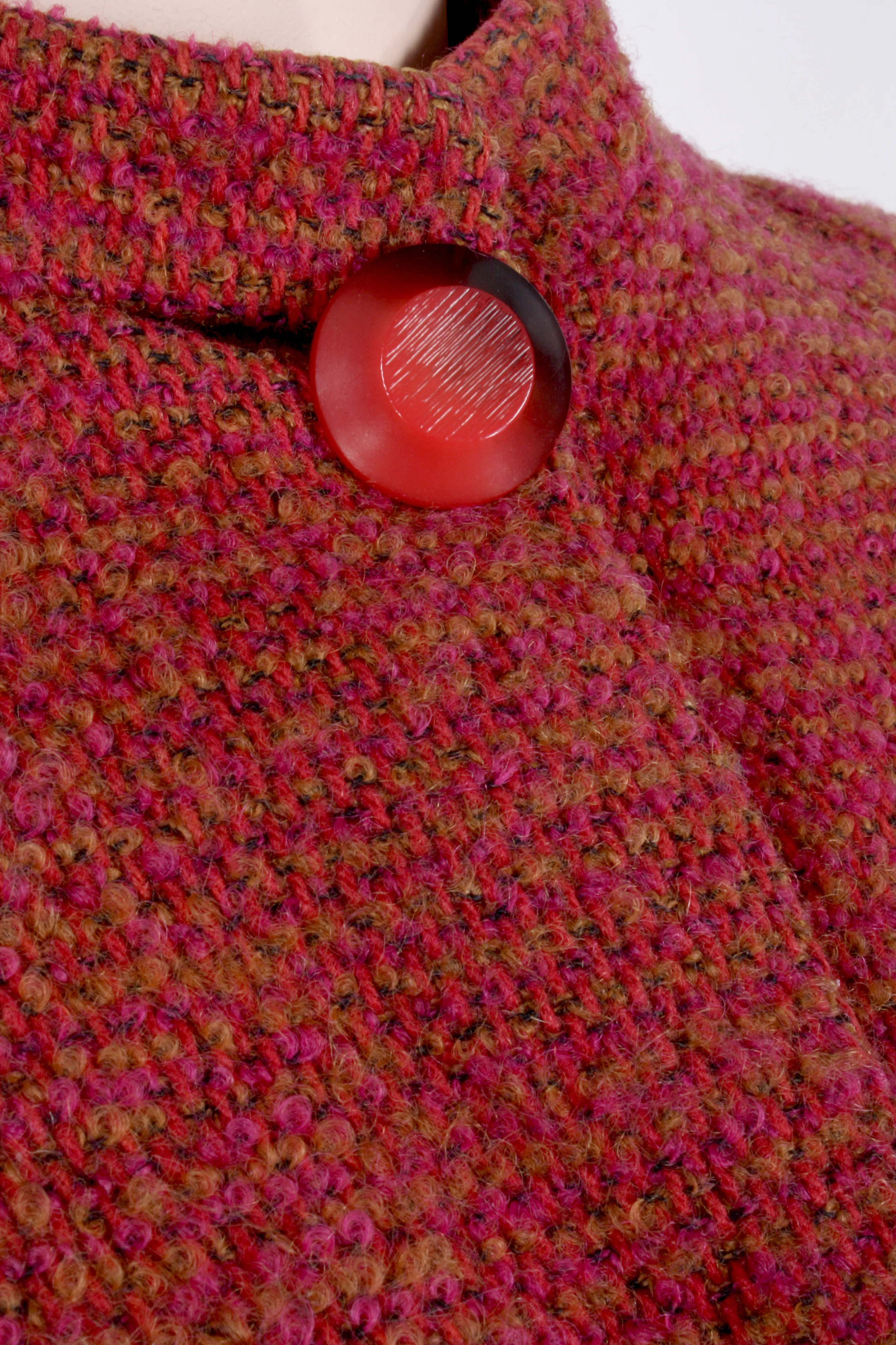 60s Cranberry Wool Tweed Knee Fall Winter Coat By Bromleigh - Image 6