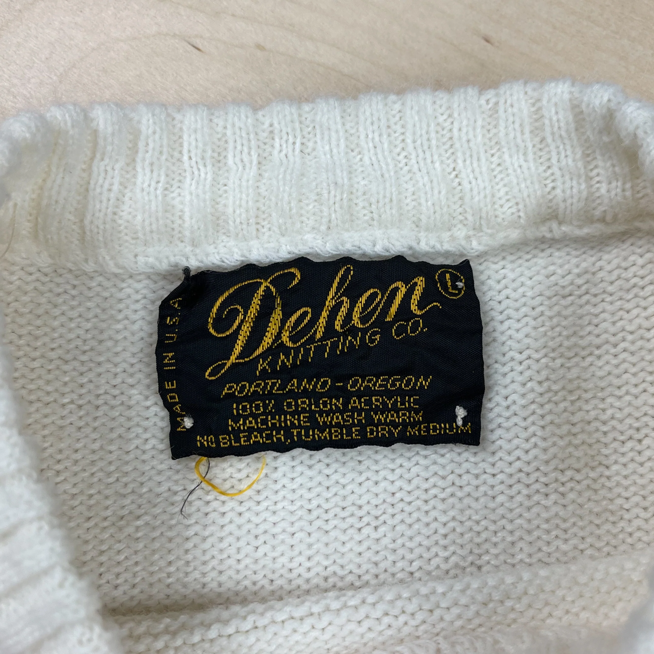 60s Cream Short Sleeve Stripe Sweater By Dehen Knitting Co - Image 6