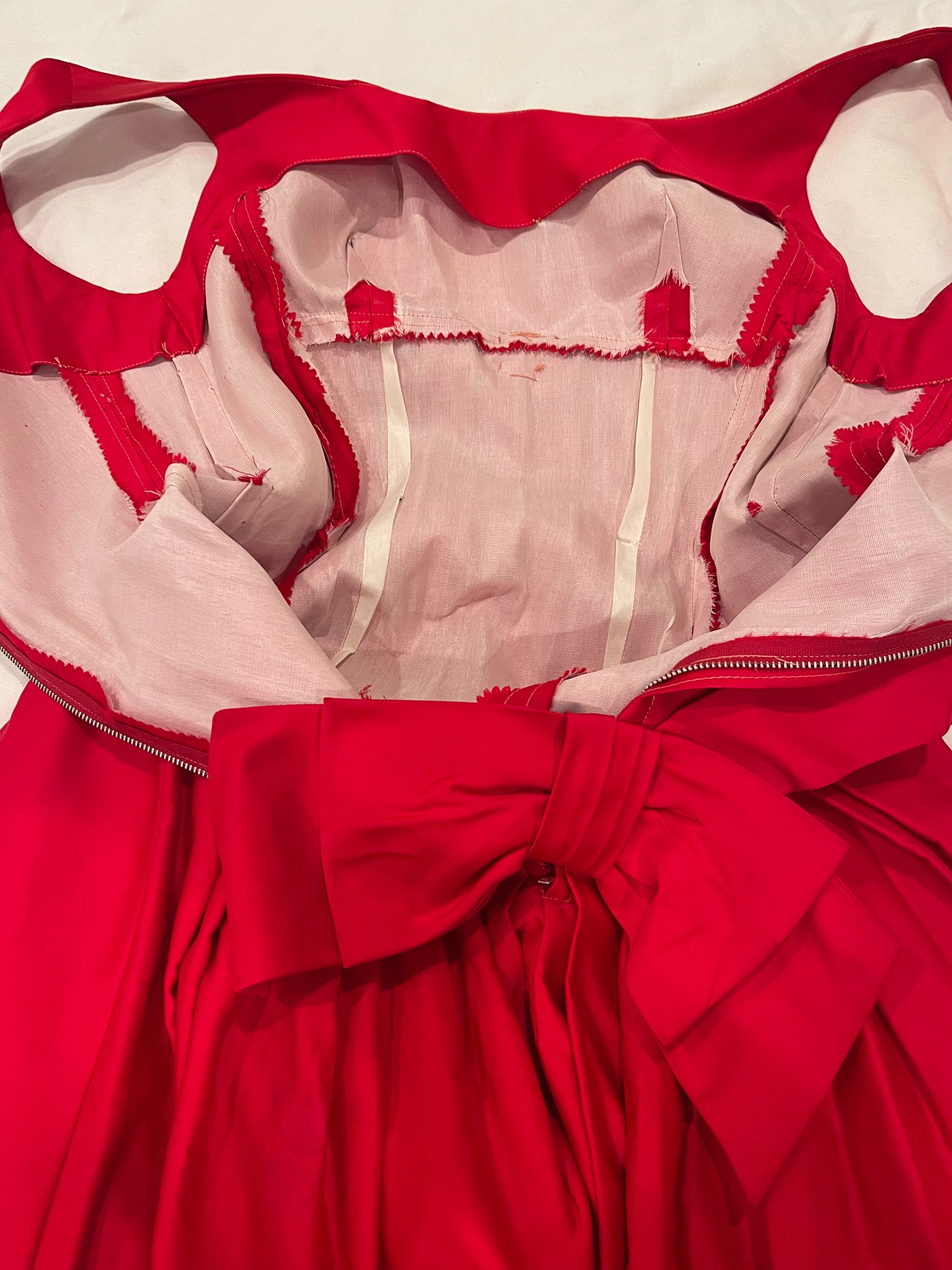 60s Custom Made Red Taffeta Gown By Henri Bendel - Image 6