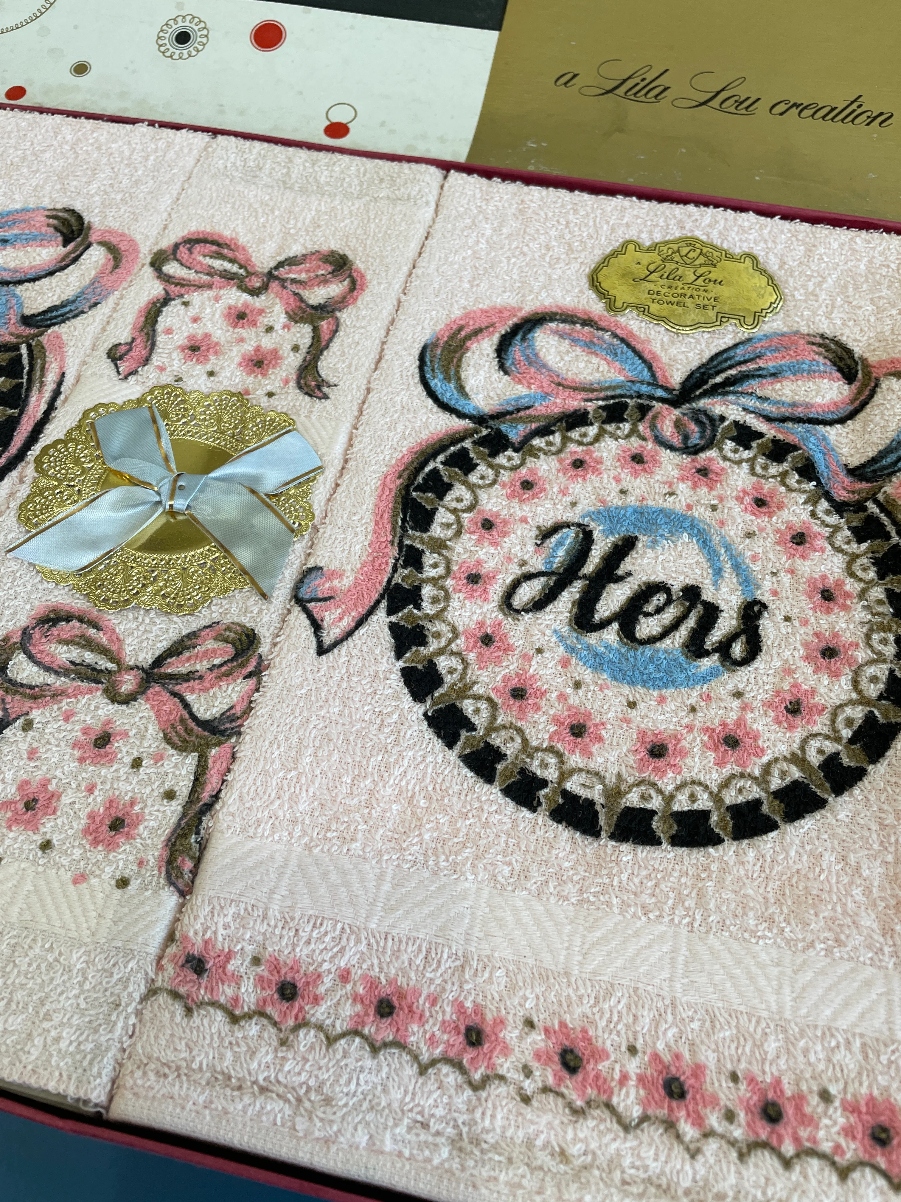 60s Decorative His And Hers Towel Set By Lila Lou Creations - Image 5