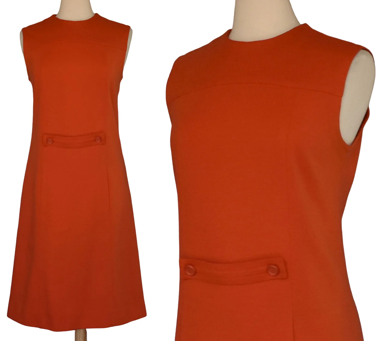 60s Dress And Coat Two Piece Set In Orange Wool Jersey By Kimberly Knit Wear - Image 3