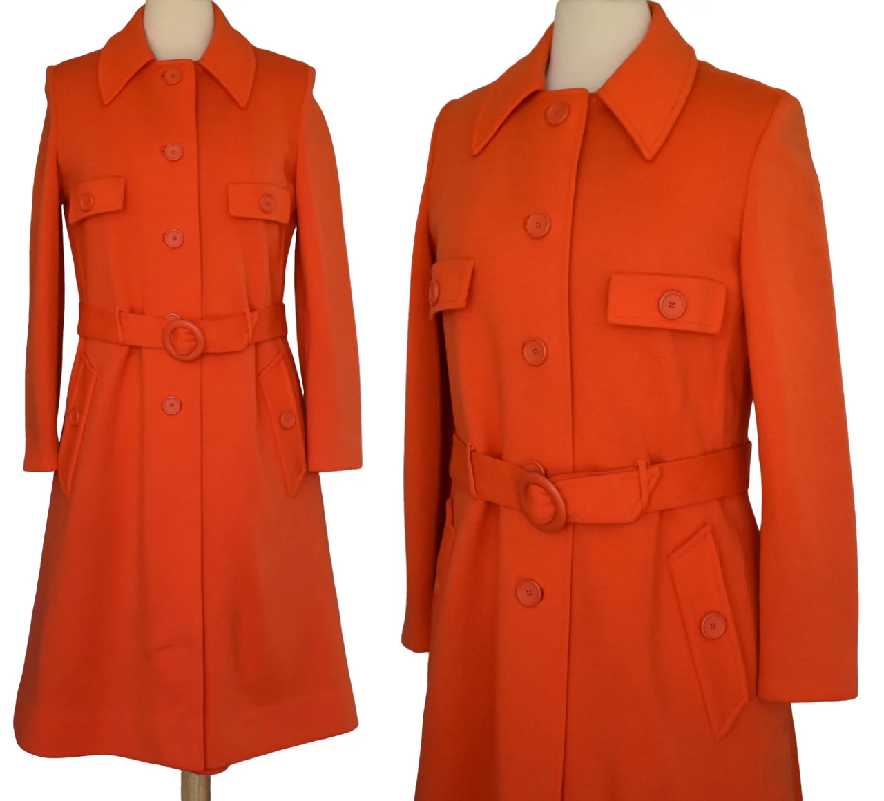 60s Dress And Coat Two Piece Set In Orange Wool Jersey By Kimberly Knit Wear - Image 5