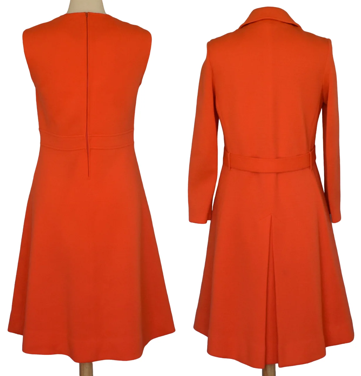 60s Dress And Coat Two Piece Set In Orange Wool Jersey By Kimberly Knit Wear - Image 8