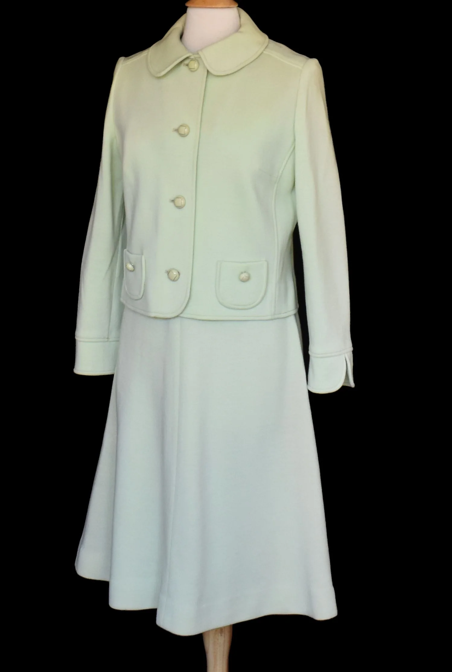 60s Dress And Jacket Two Piece Set In Celery Green M L By Kimberly - Image 17
