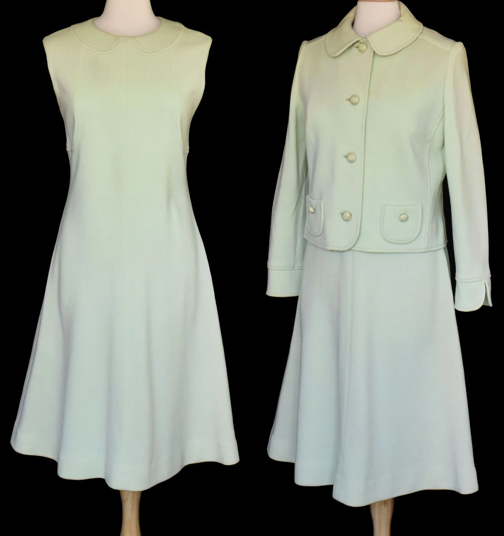 60s Dress And Jacket Two Piece Set In Celery Green M L By Kimberly - Image 5