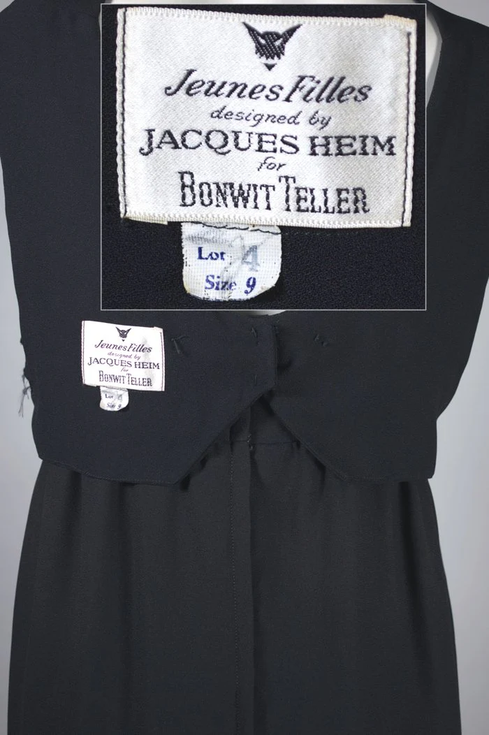 60s Empire Waist Black Cocktail Dress Designer Lbd By Jeunes Filles by Jacques Heim - Image 8
