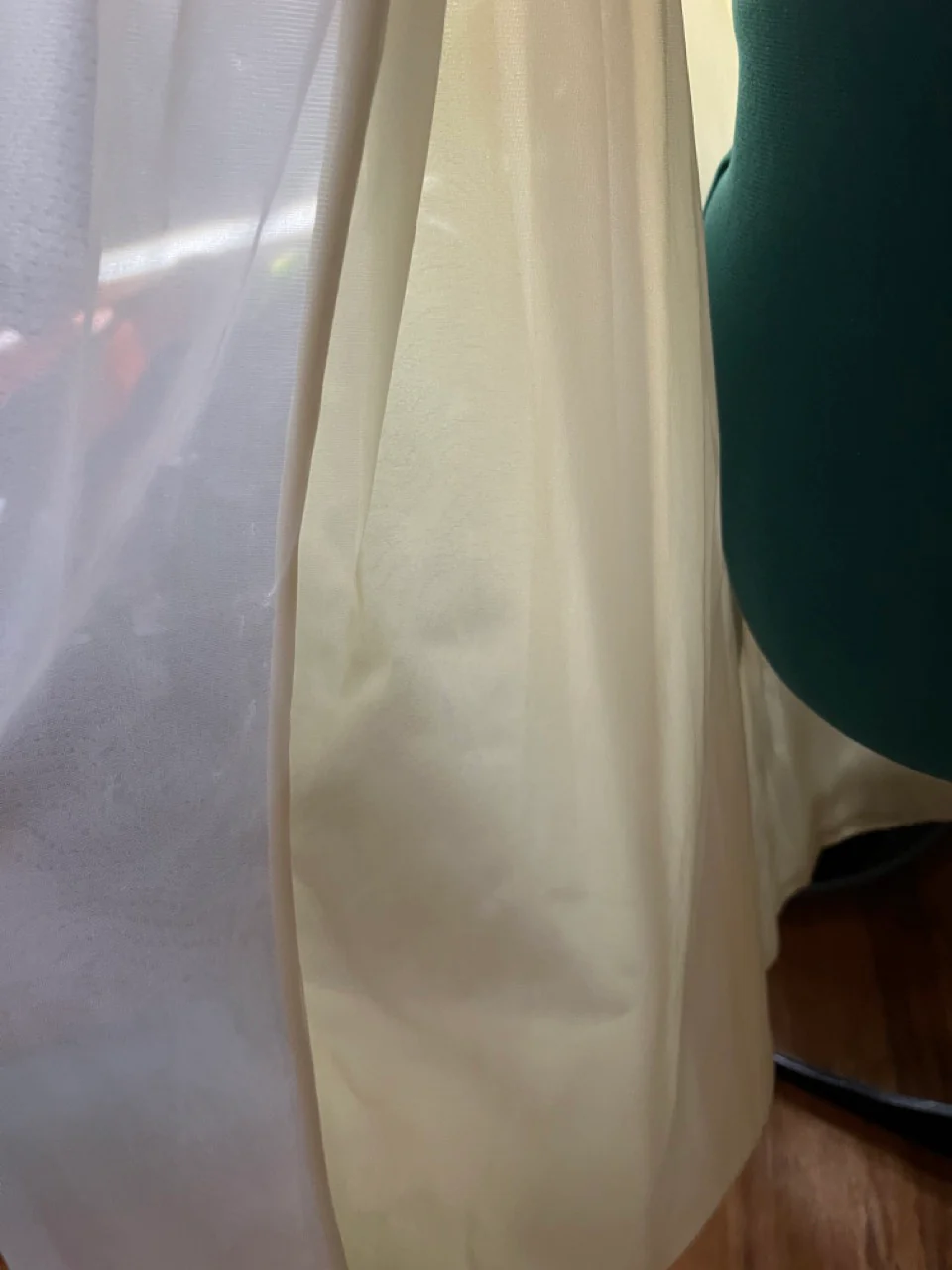 60s Ethereal Yellow And White Sheer Nightgown With Tie By Gotham Lingerie - Image 3