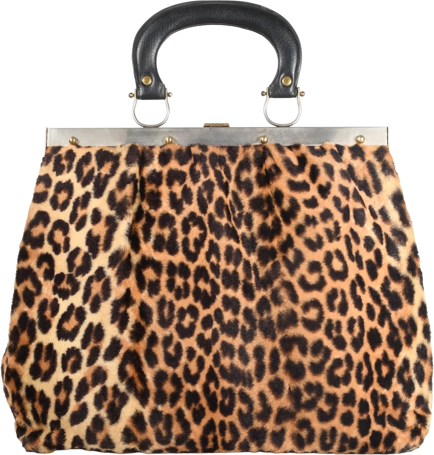 60s Faux Fur Leopard Mod Statement Handbag Purse By Ronay