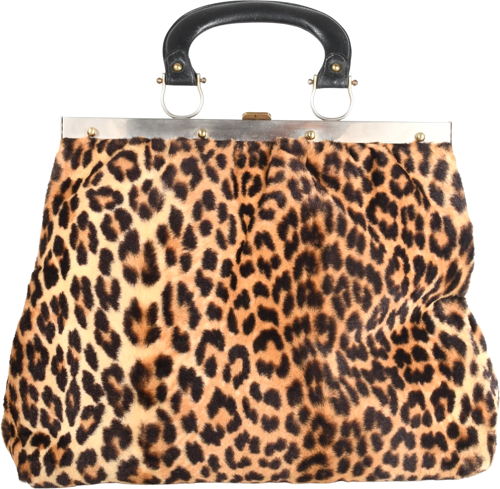 60s Faux Fur Leopard Mod Statement Handbag Purse By Ronay - Image 2