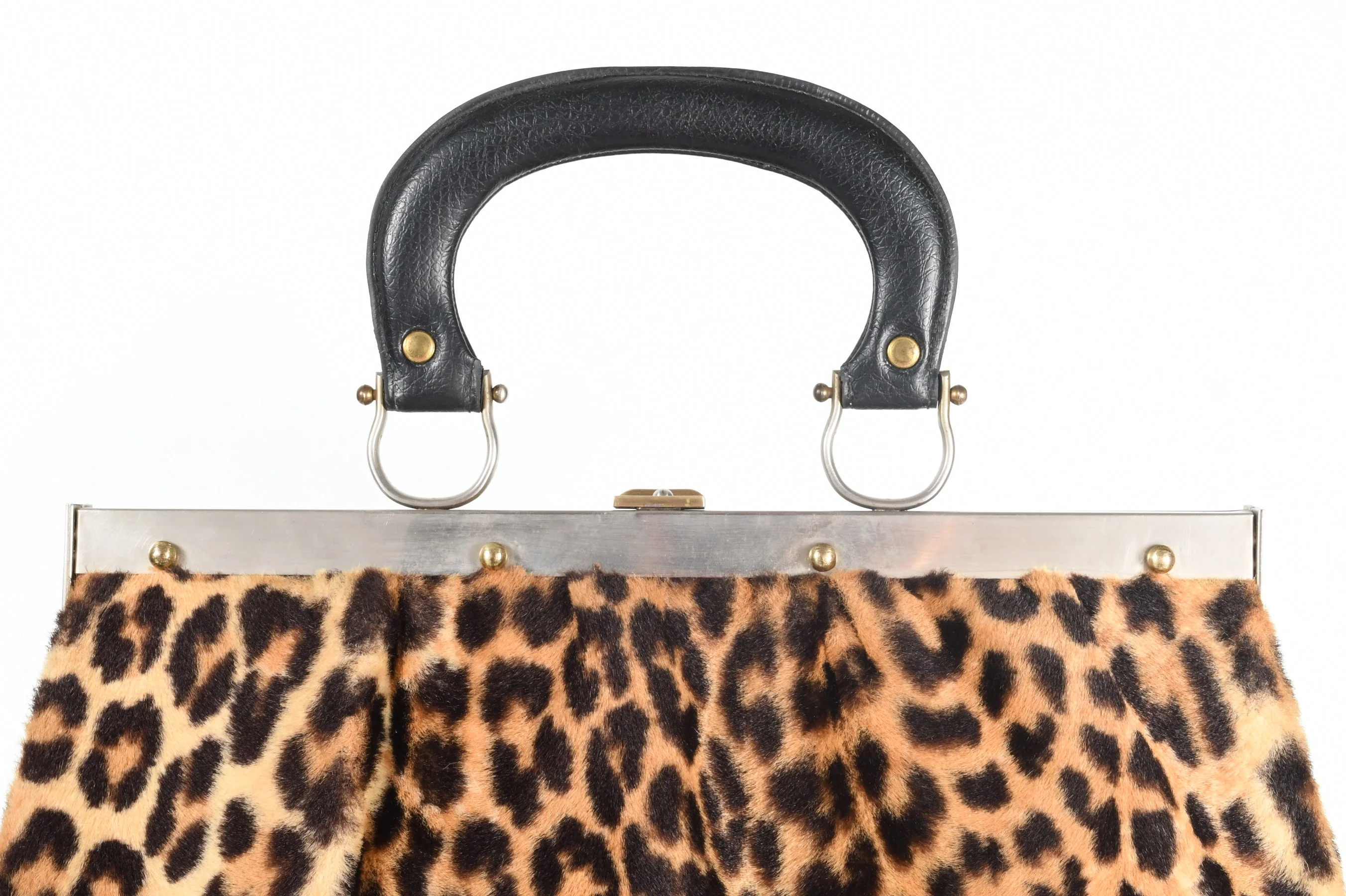 60s Faux Fur Leopard Mod Statement Handbag Purse By Ronay - Image 4