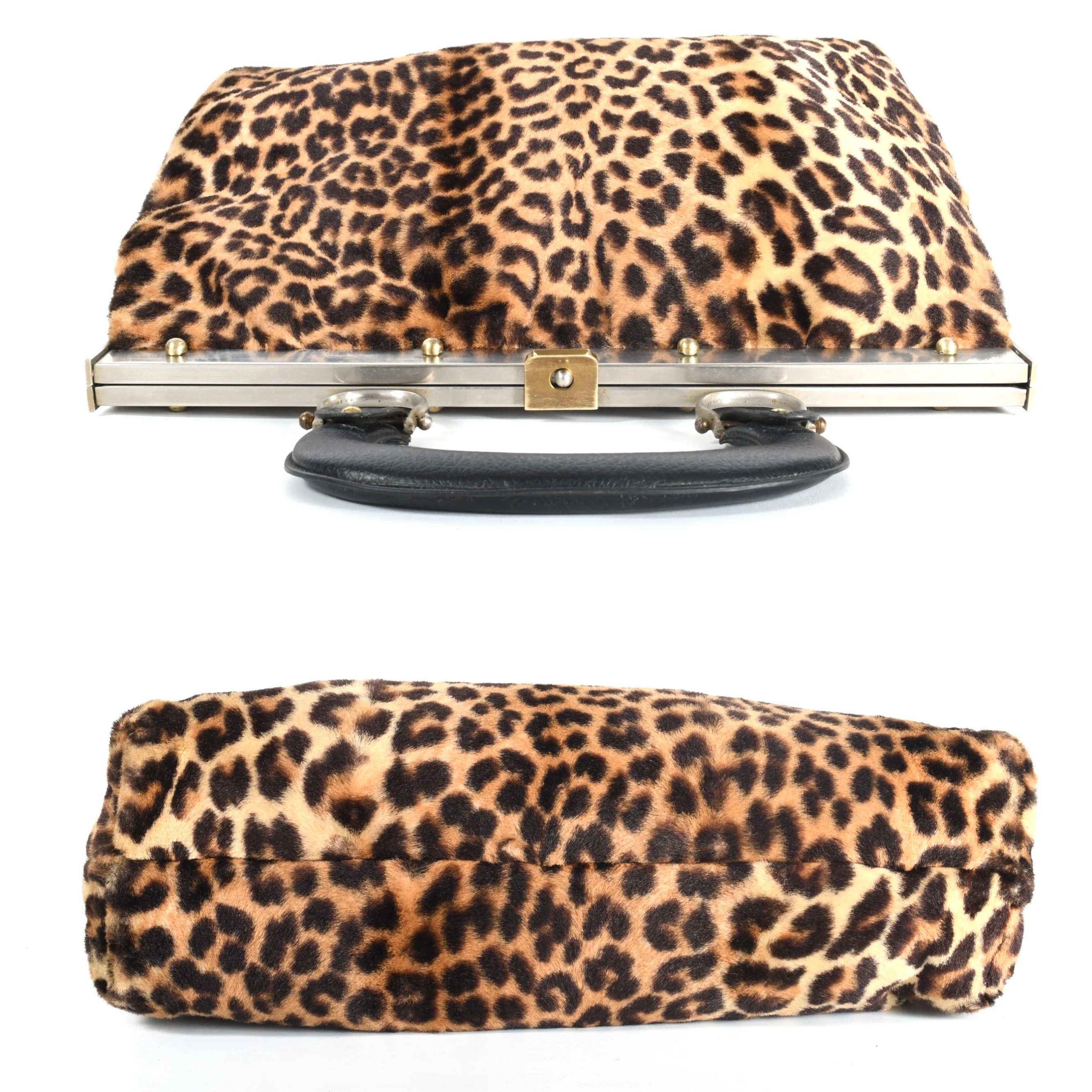 60s Faux Fur Leopard Mod Statement Handbag Purse By Ronay - Image 6