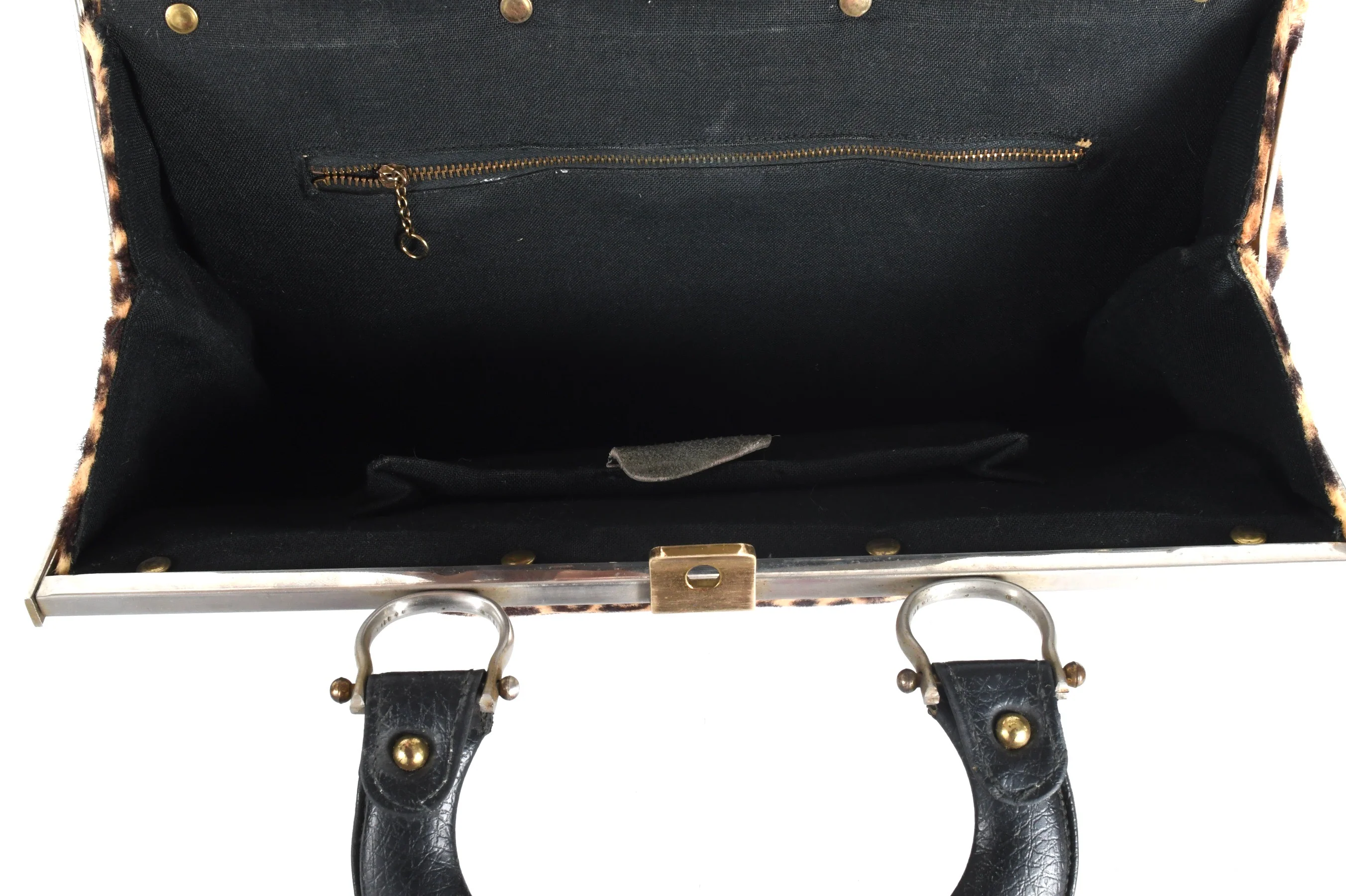 60s Faux Fur Leopard Mod Statement Handbag Purse By Ronay - Image 7