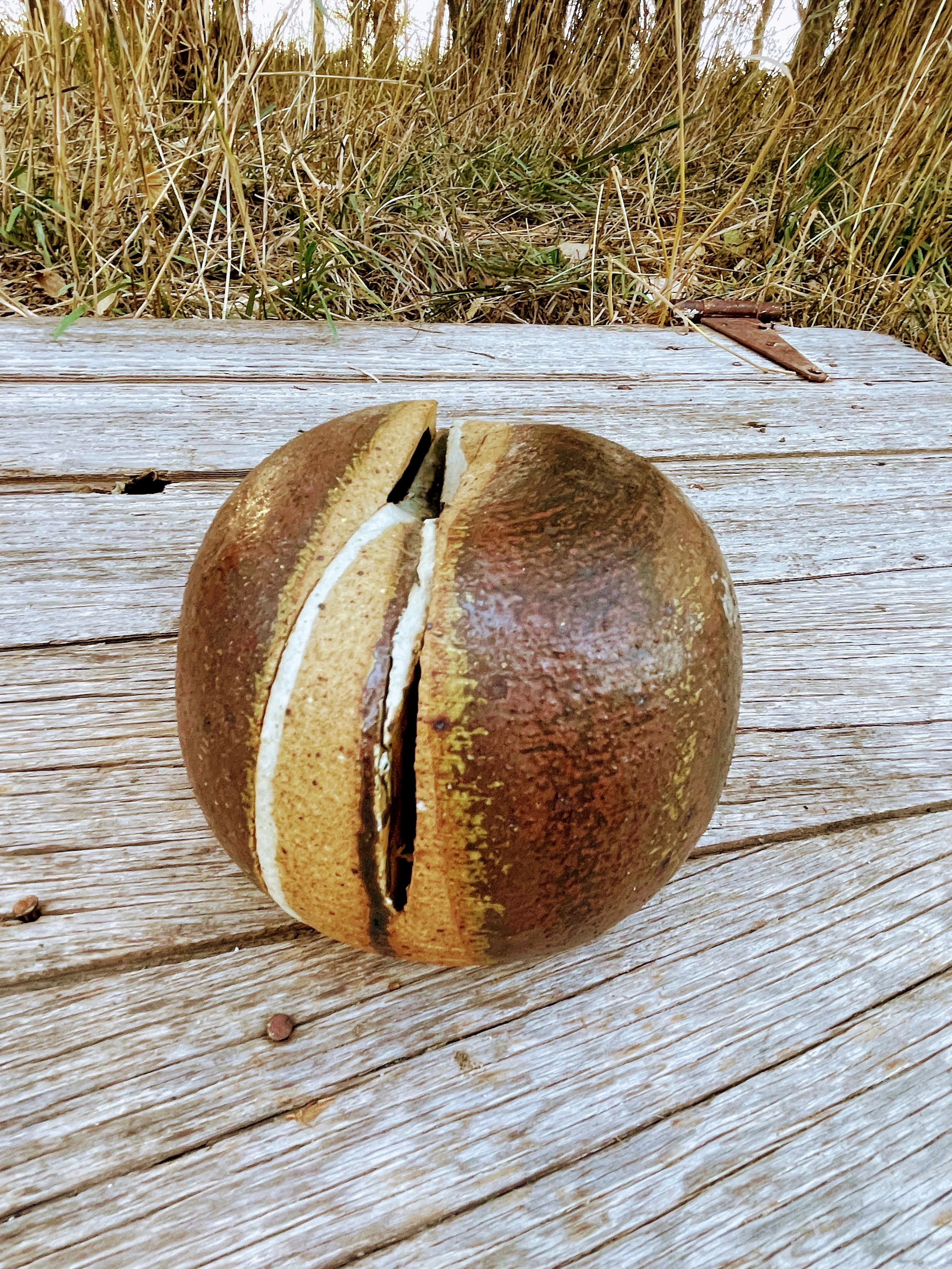 60s Abstract Pottery Free Form Orb Sculpture Signed By Bing & Grondahl - Image 5