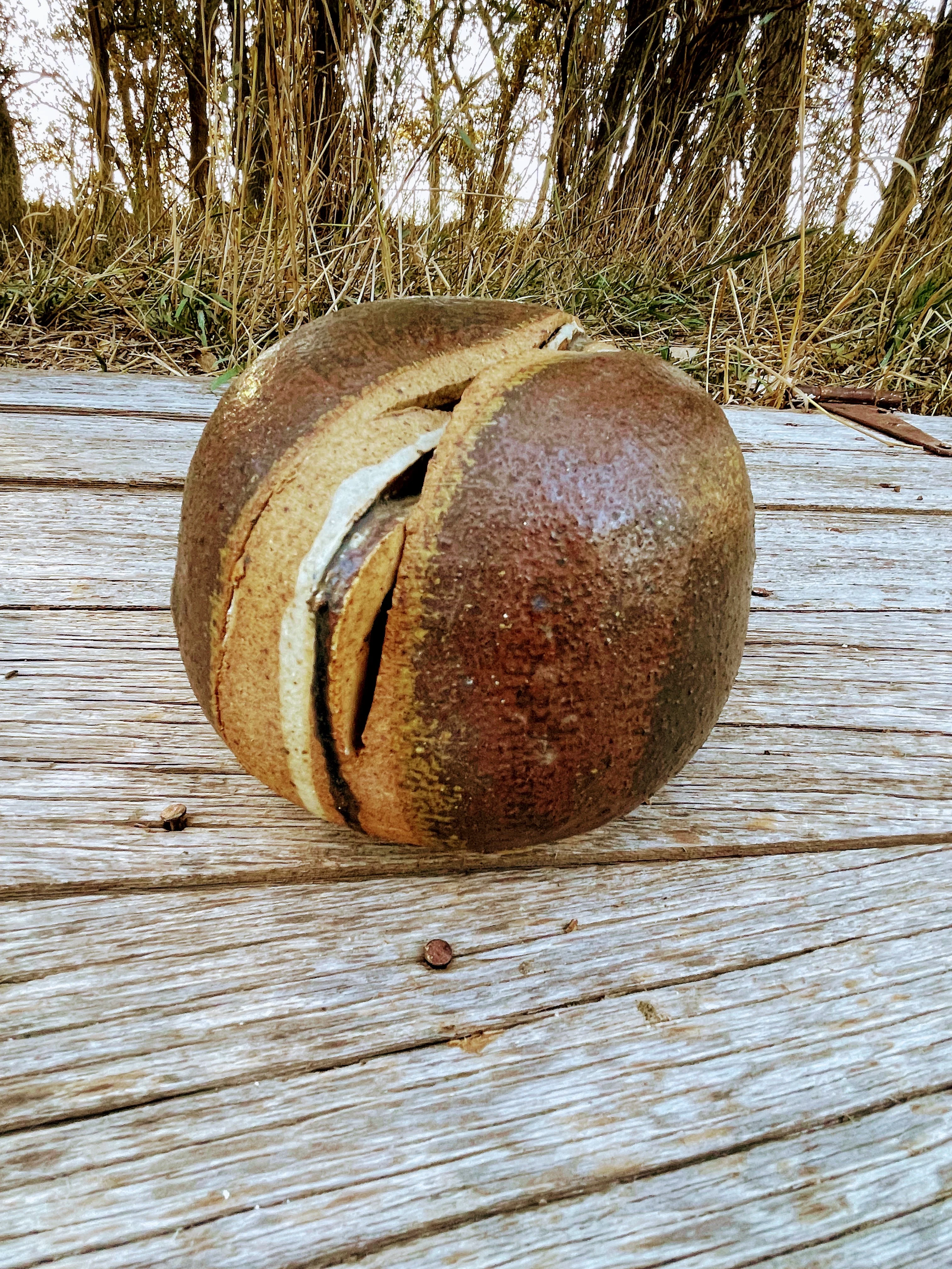 60s Abstract Pottery Free Form Orb Sculpture Signed By Bing & Grondahl - Image 6