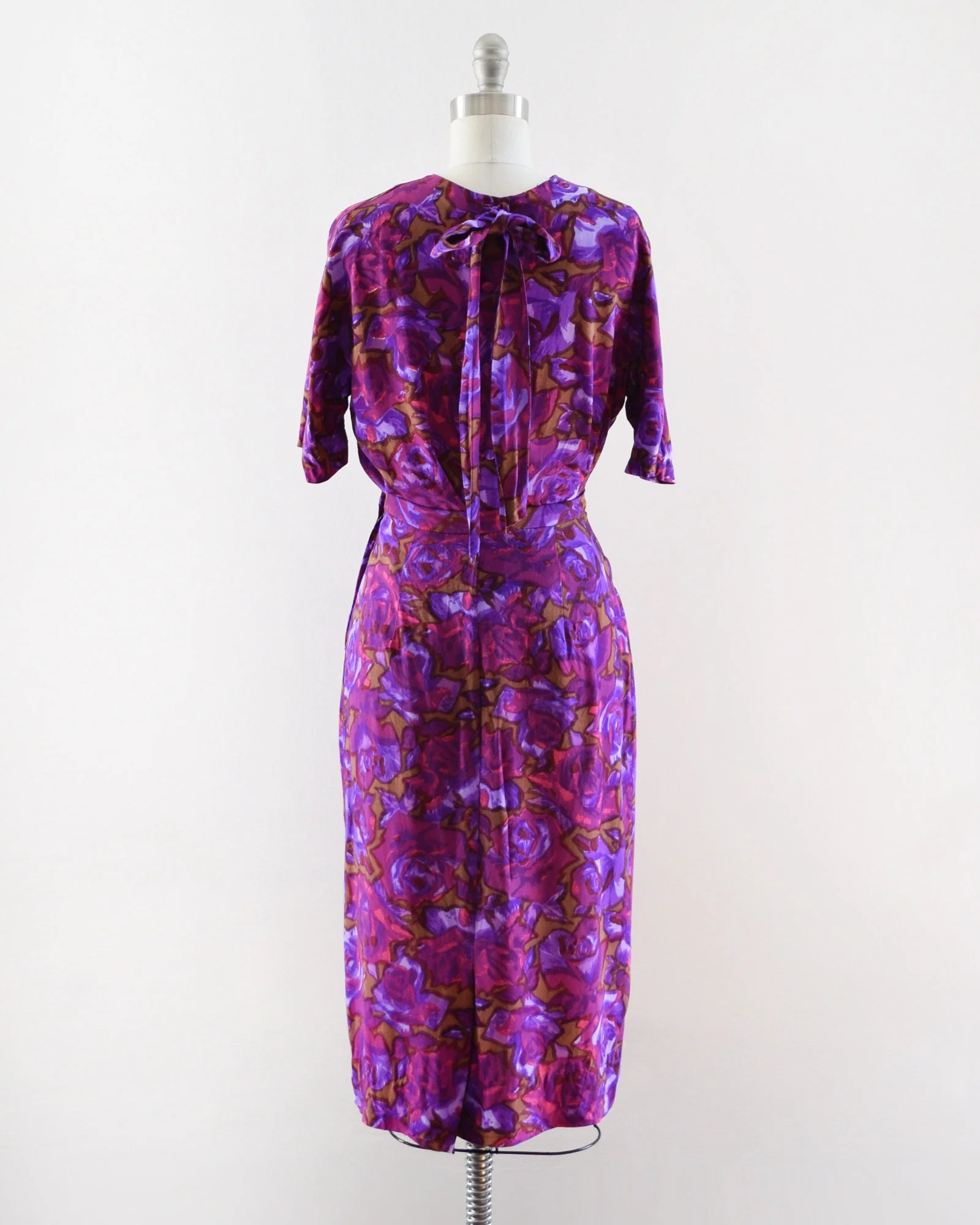 60s Floral Dress Set Vintage 60s Purple Top and Skirt Separates, Mid Century Cotton Two Piece Dress, Medium - Image 3
