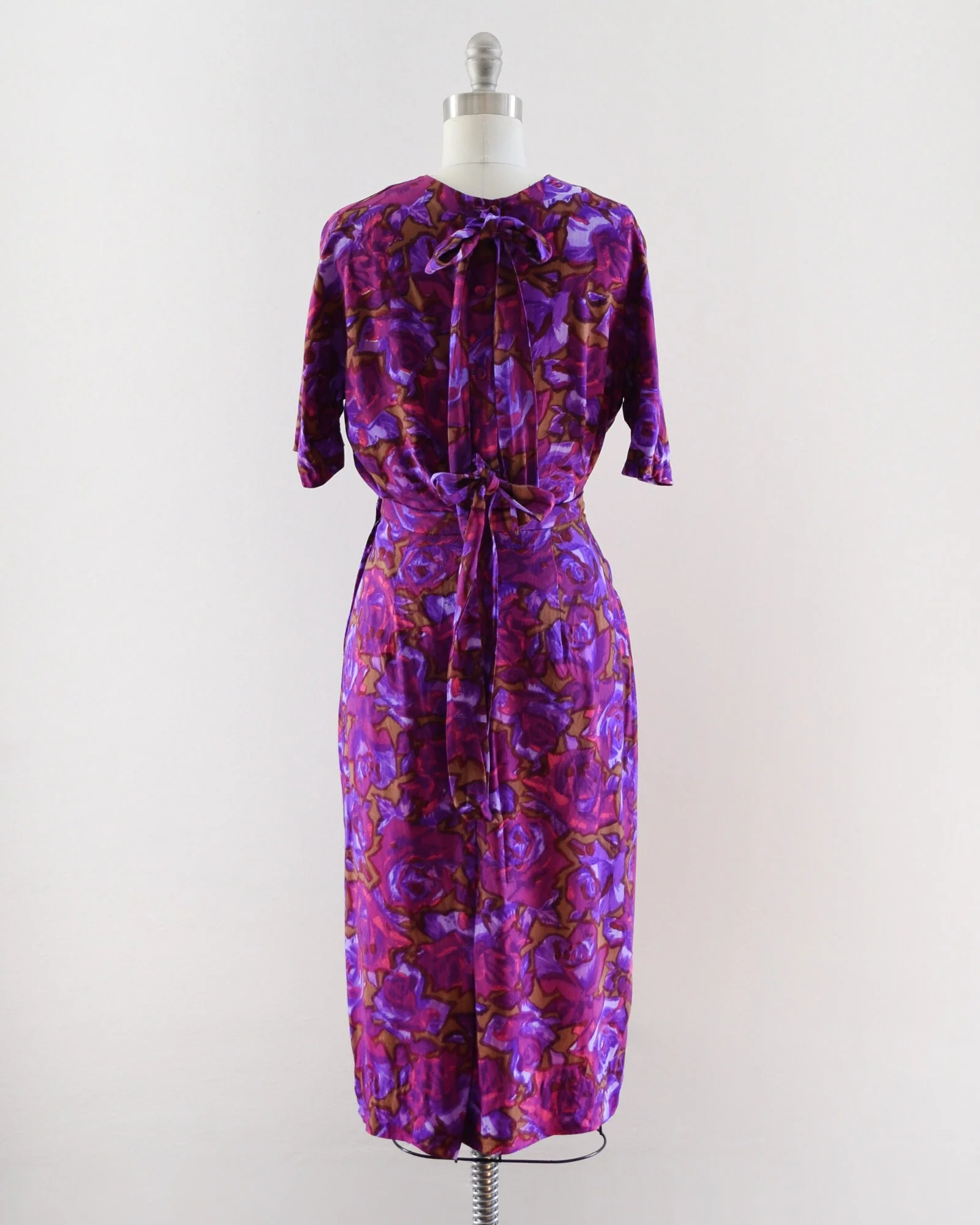 60s Floral Dress Set Vintage 60s Purple Top and Skirt Separates, Mid Century Cotton Two Piece Dress, Medium - Image 4