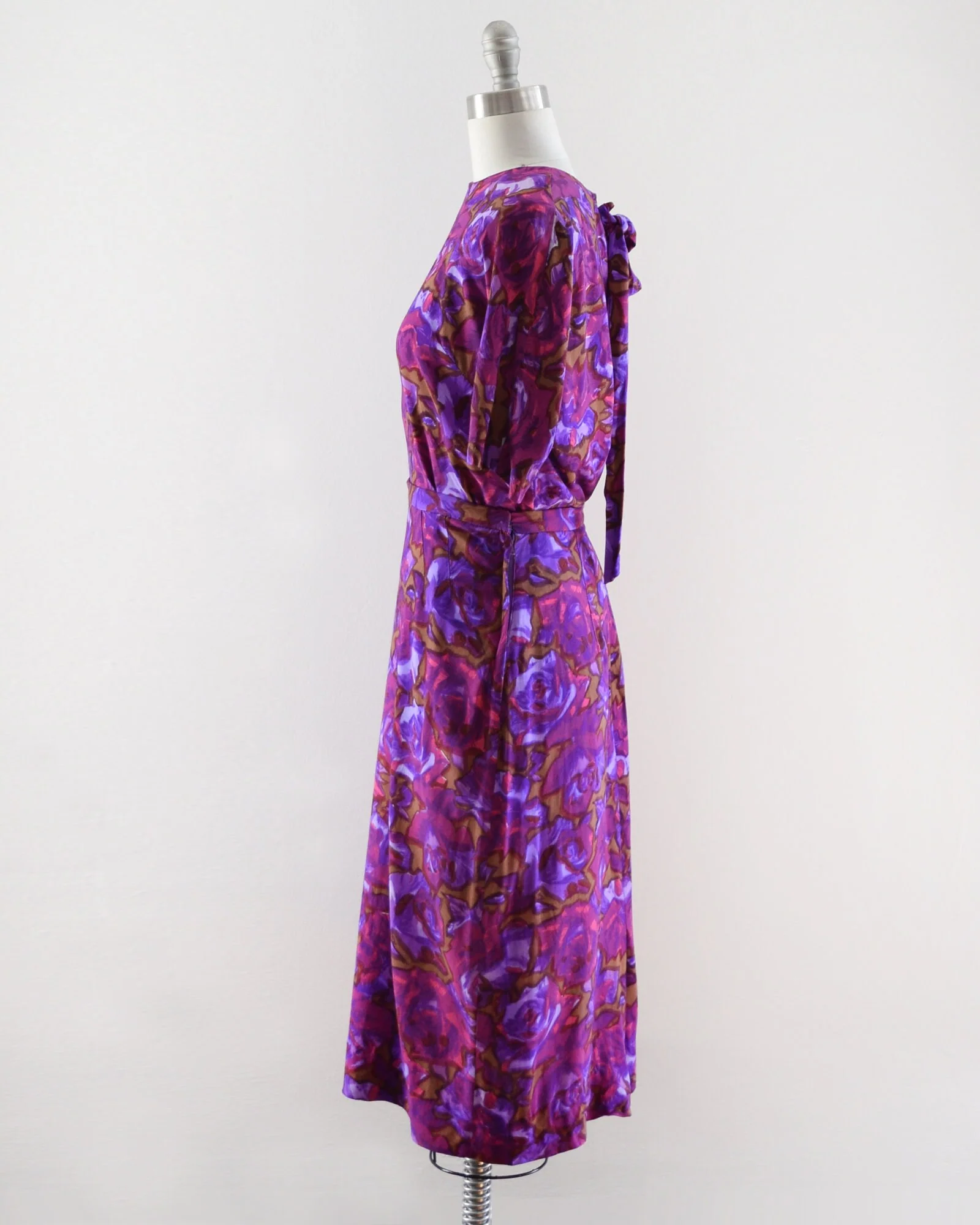 60s Floral Dress Set Vintage 60s Purple Top and Skirt Separates, Mid Century Cotton Two Piece Dress, Medium - Image 5