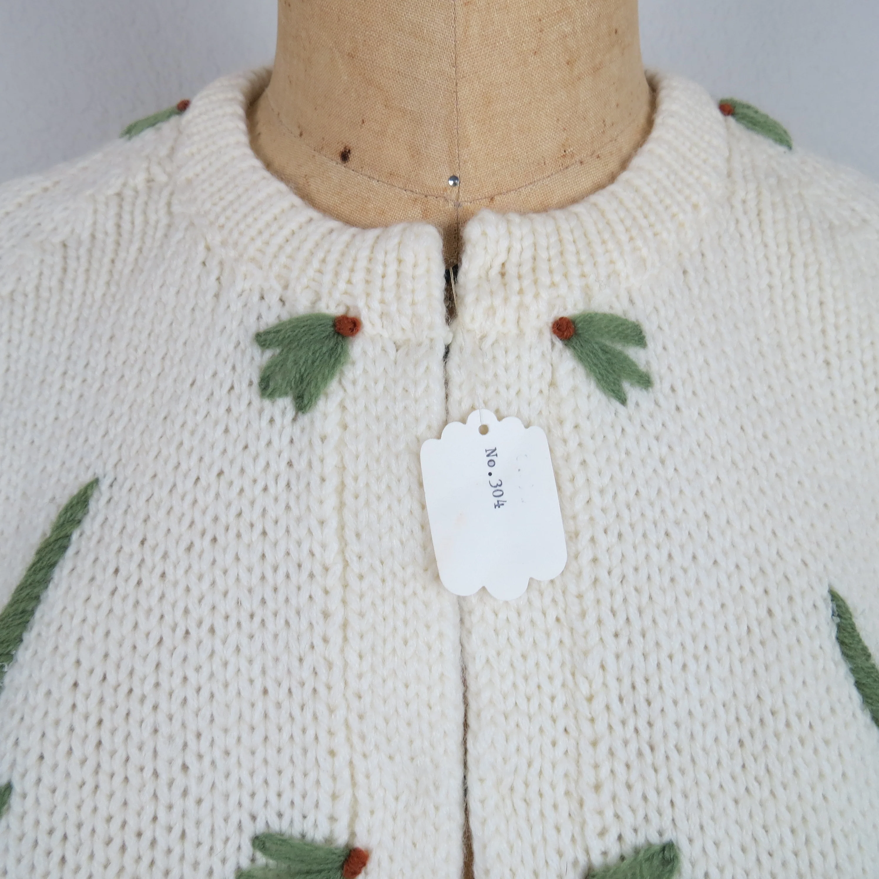 60s Floral Embroidered Knit Cardigan Sweater Nwt Nos - Image 5